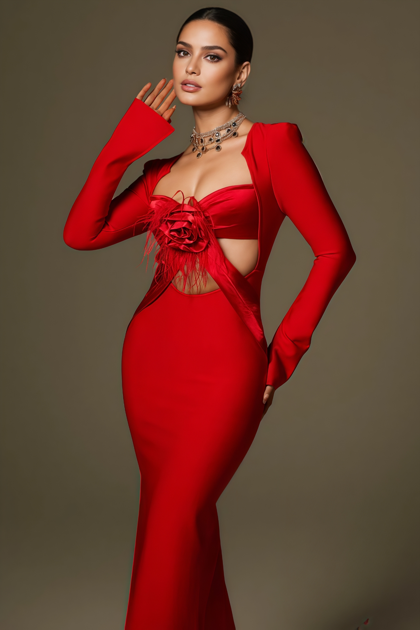 Flower Fringe Bandage Maxi Dress