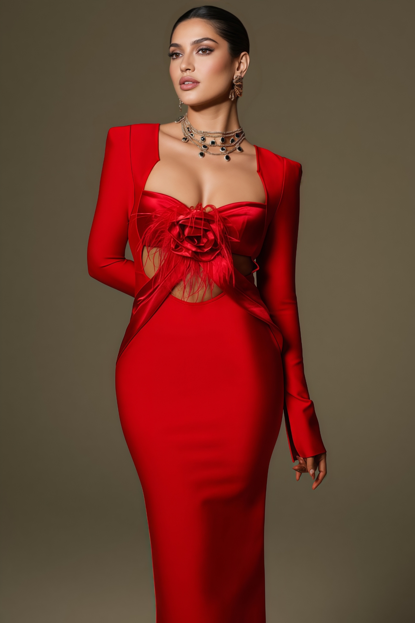 Flower Fringe Bandage Maxi Dress