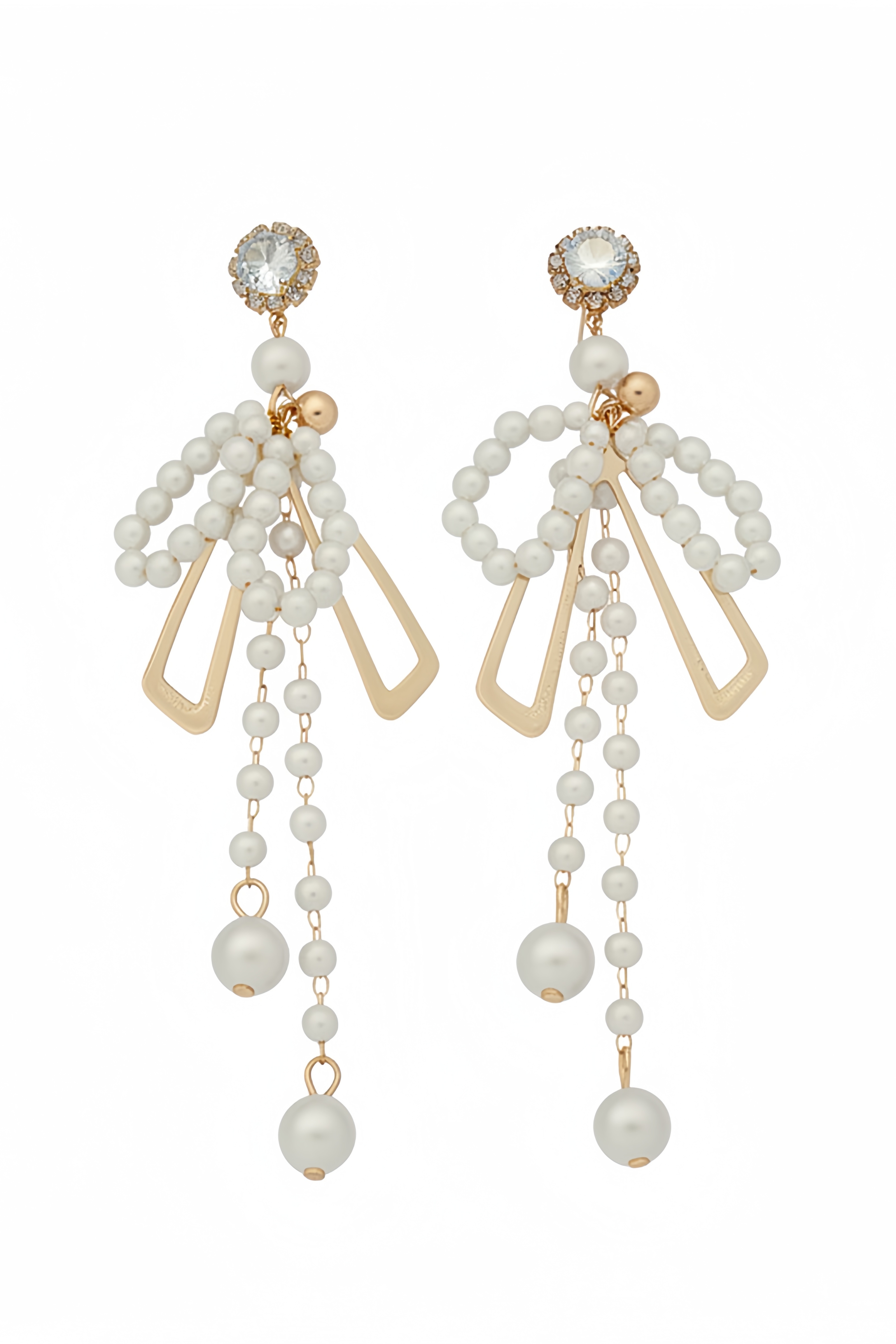 Danyie Pearl Bow Fringe Earrings