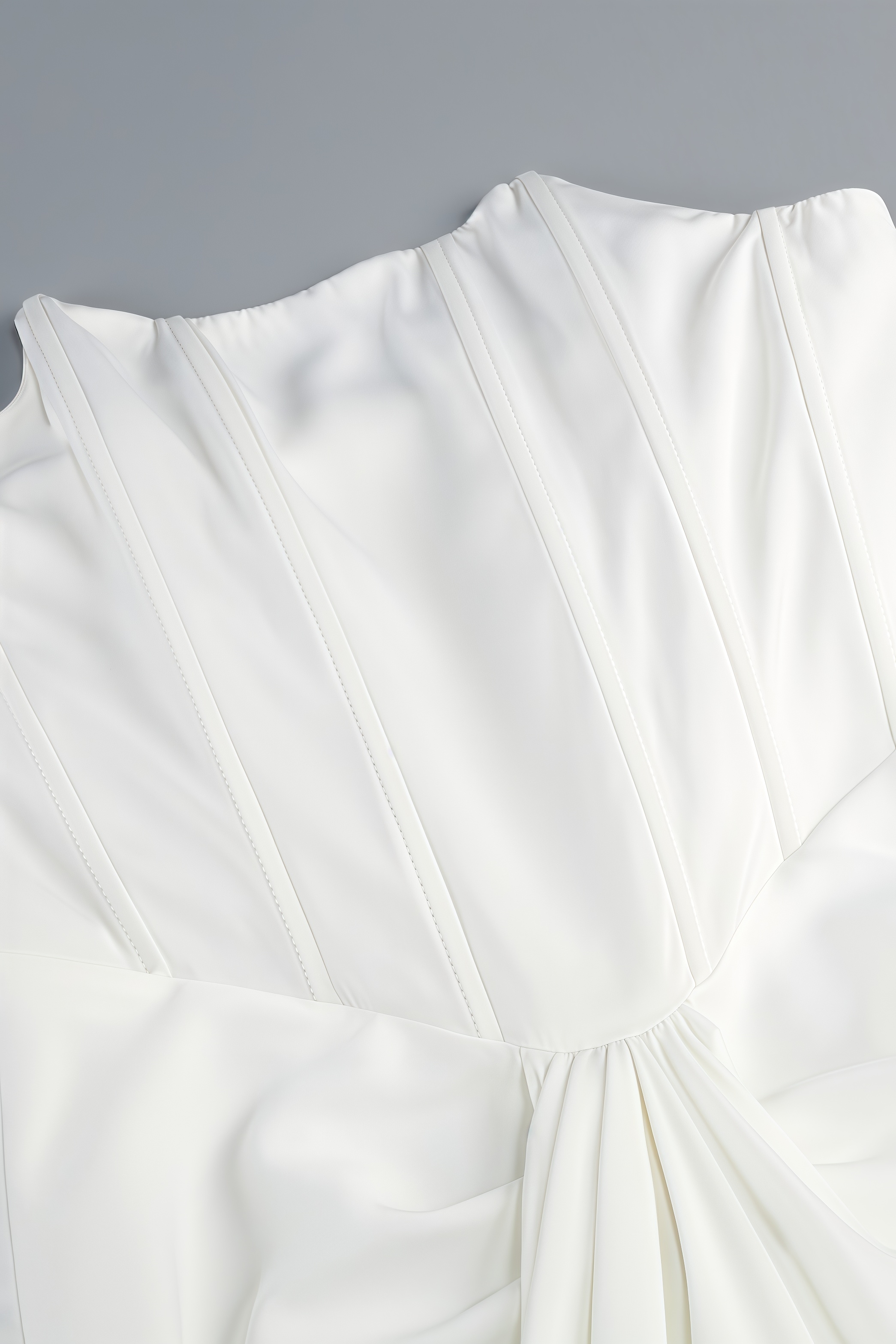 Tovarl White Plunge Fishbone Maxi Dress