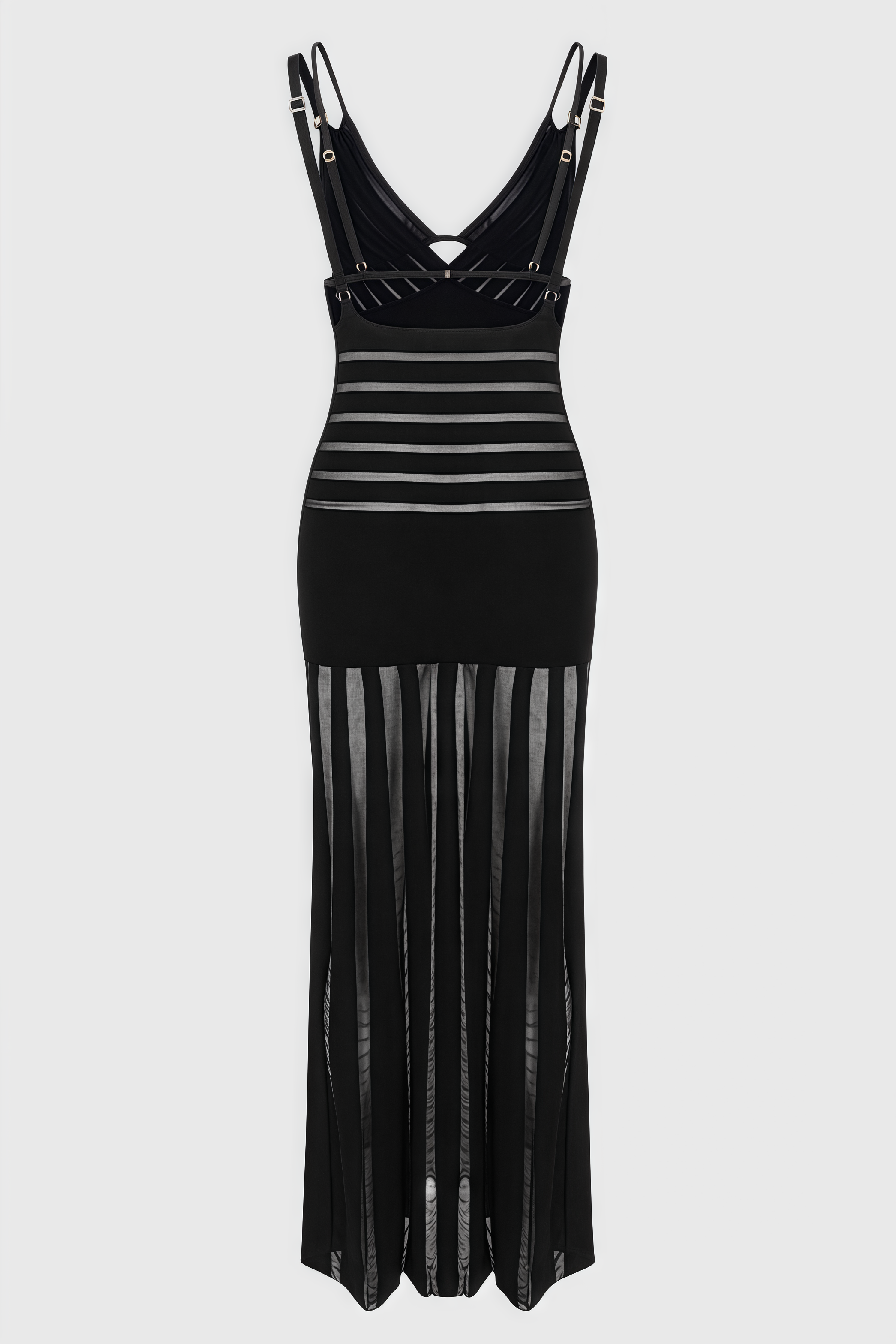 Lakei Black Deep V Openwork Maxi Dress
