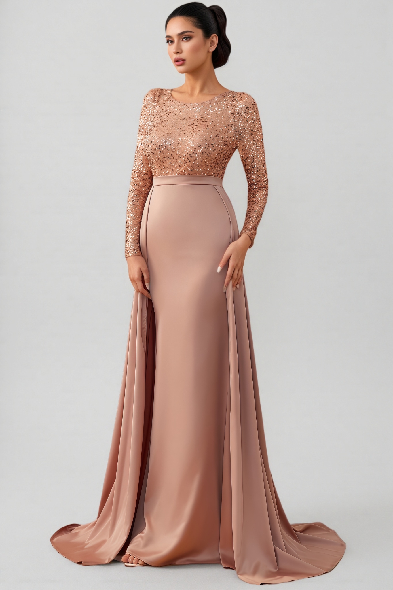 Madison Sequined Long Sleeve Maxi Dress