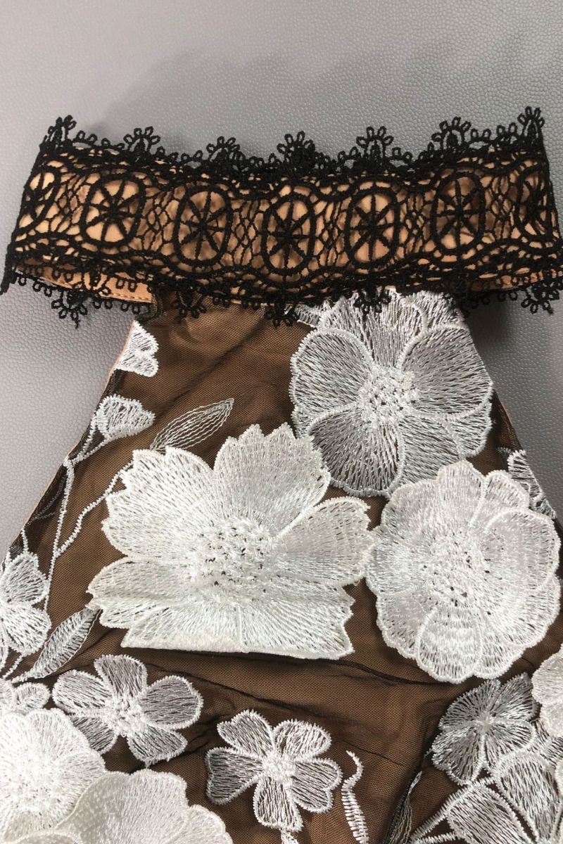 Noricd Black 3D Floral Open Back Maxi Dress