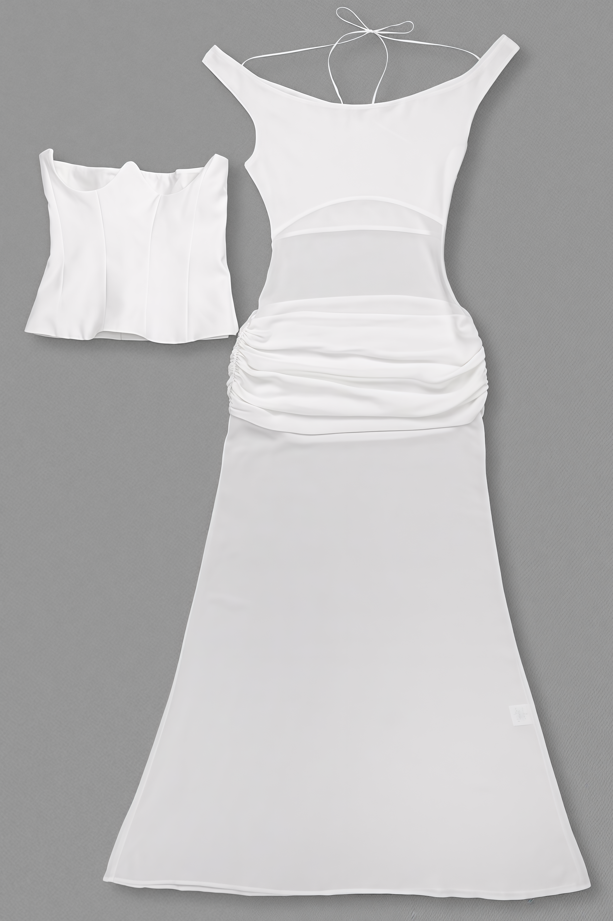 Inez White Off Shoulder Waist Cinched Maxi Dress