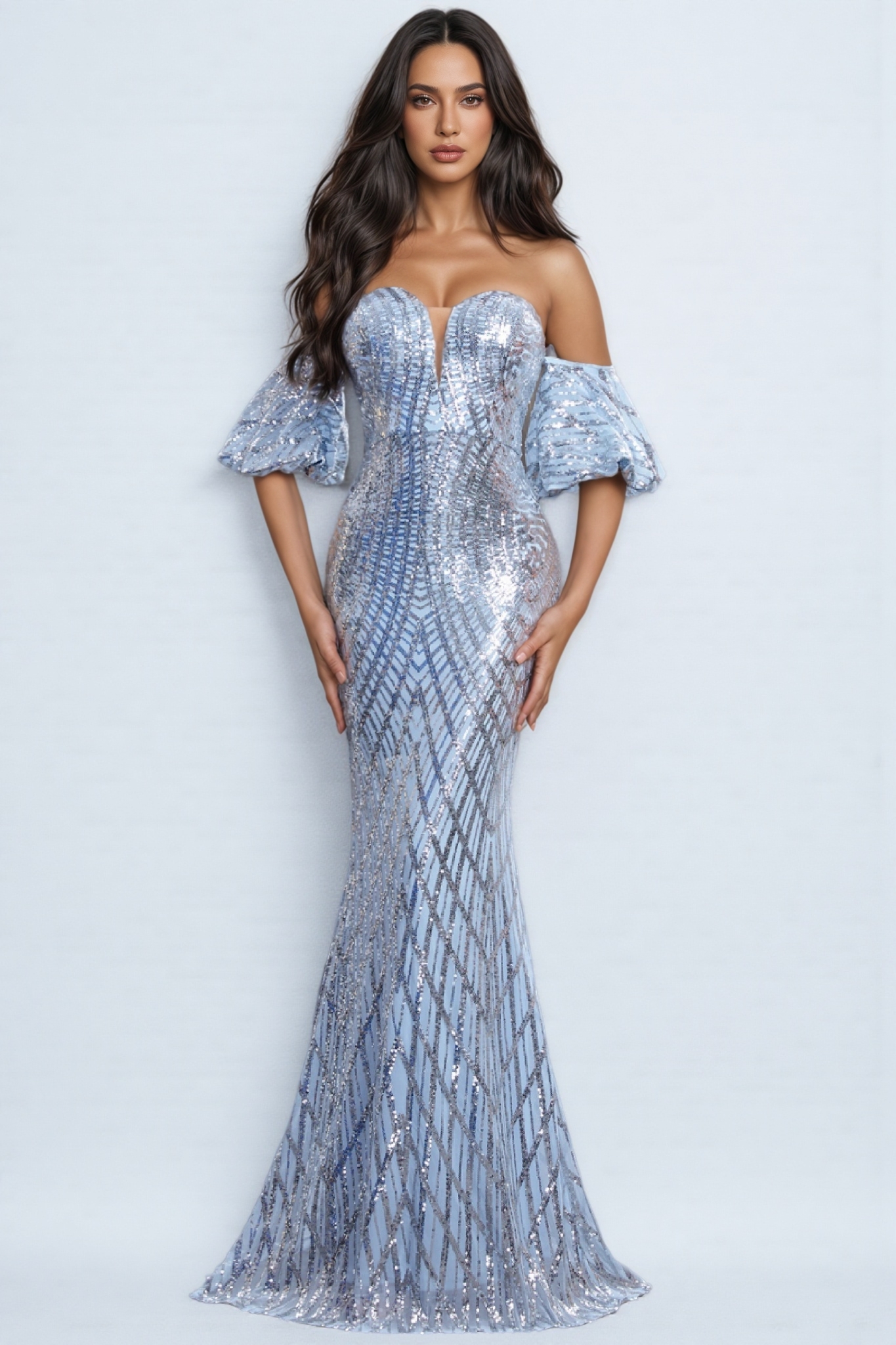 Austen Blue Sleeveless Sequin Maxi Dress