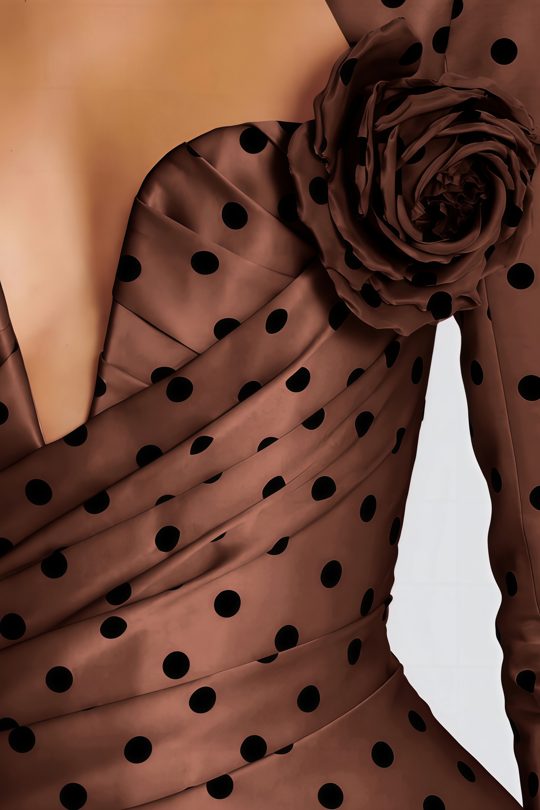 Jorvdg Brown Polka Dot 3D Floral Mini Dress
