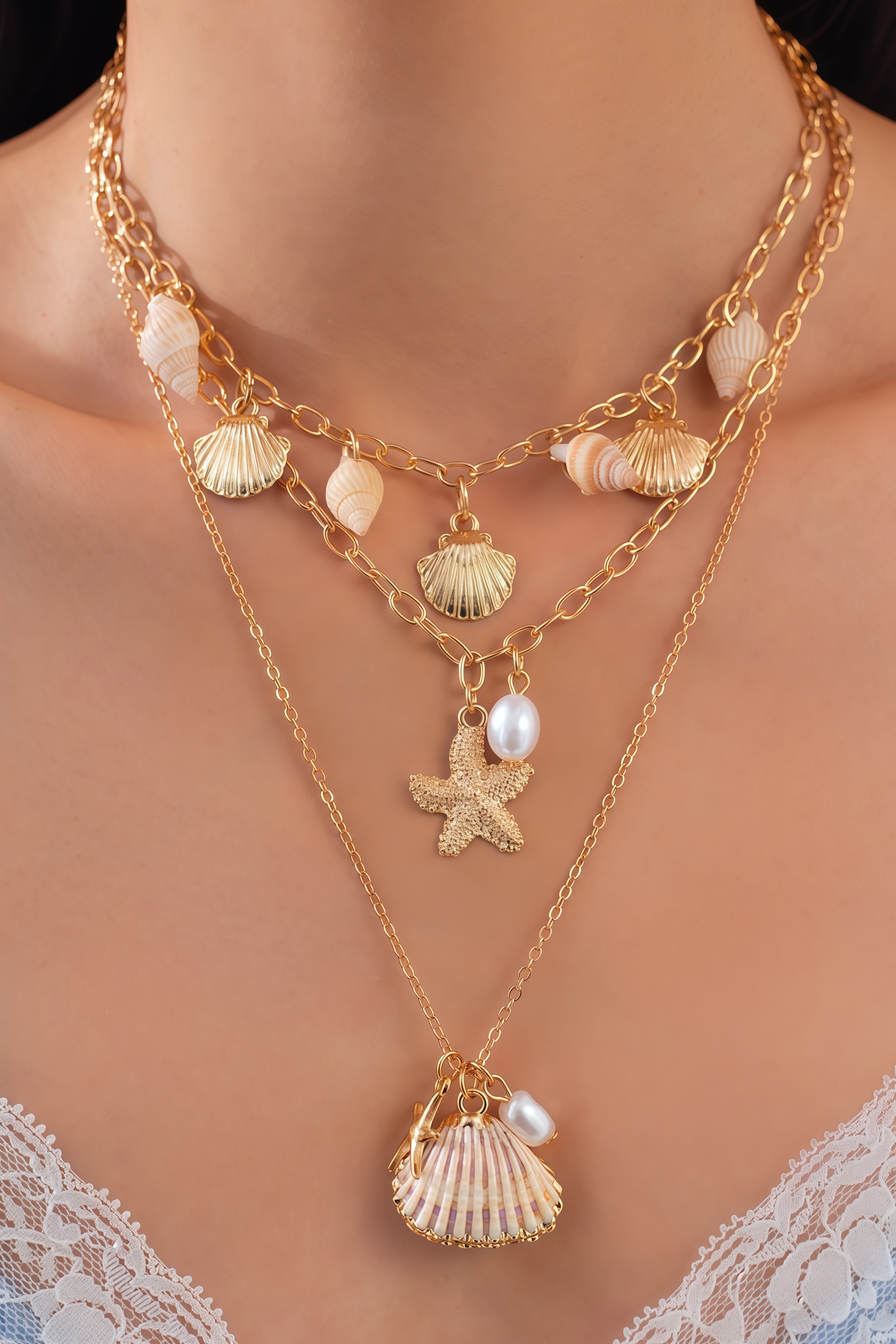 Harlan Shell Starfish Pendant Necklace