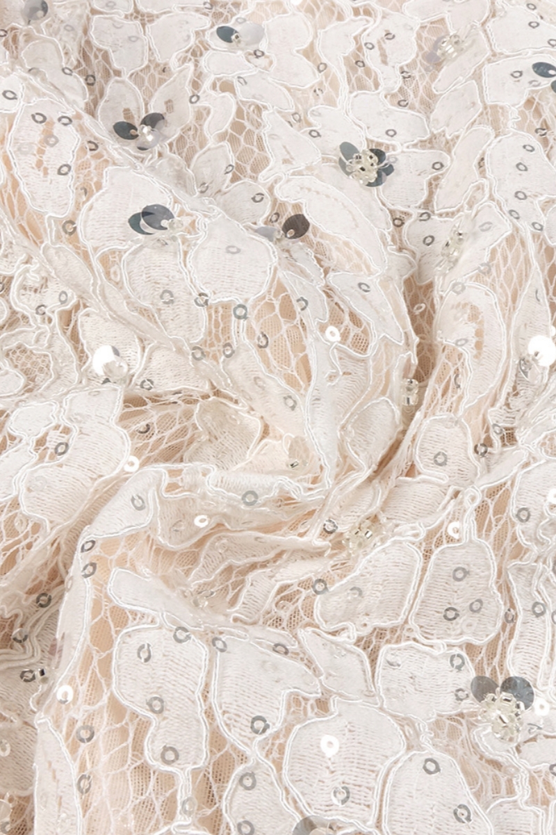 Vilina Long Sleeve Lace Rhinestone Mini Dress