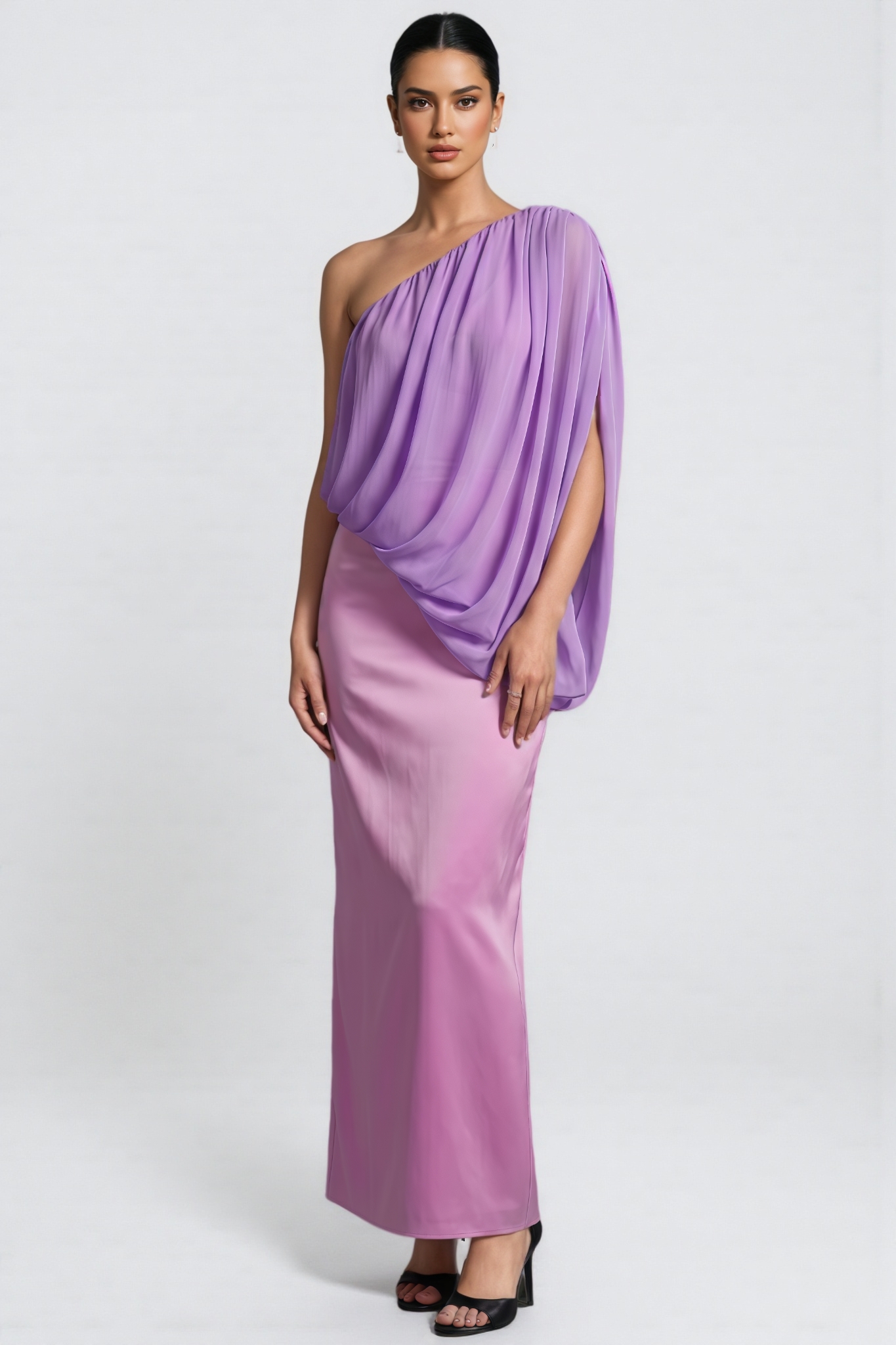 Kiars Purple One Shoulder Maxi Dress