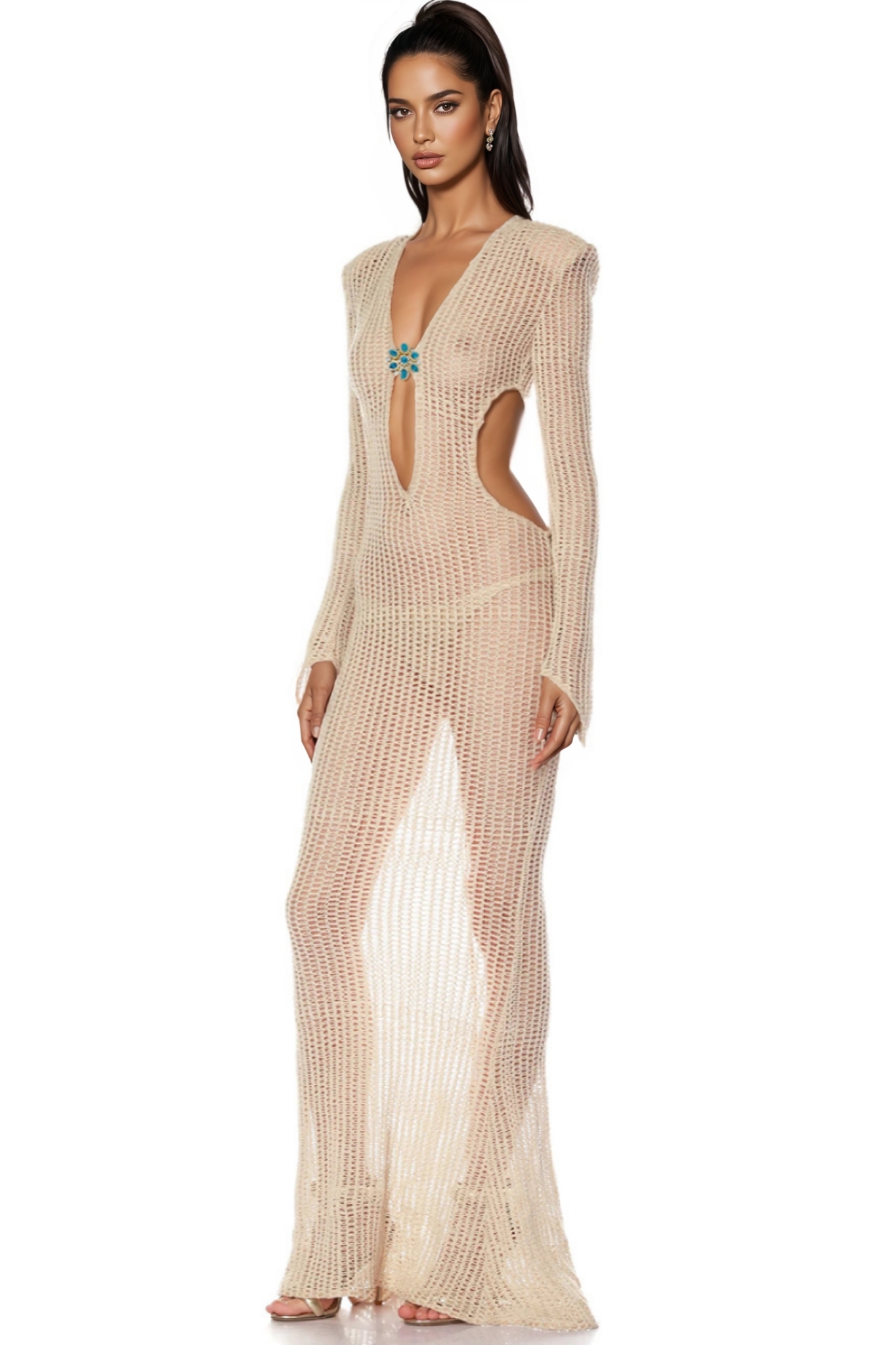 Aquila Openwork Diamond Fishtail Maxi Dress