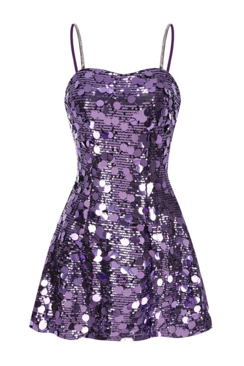 Suri Purple Lustrous Sequin Mini Dress