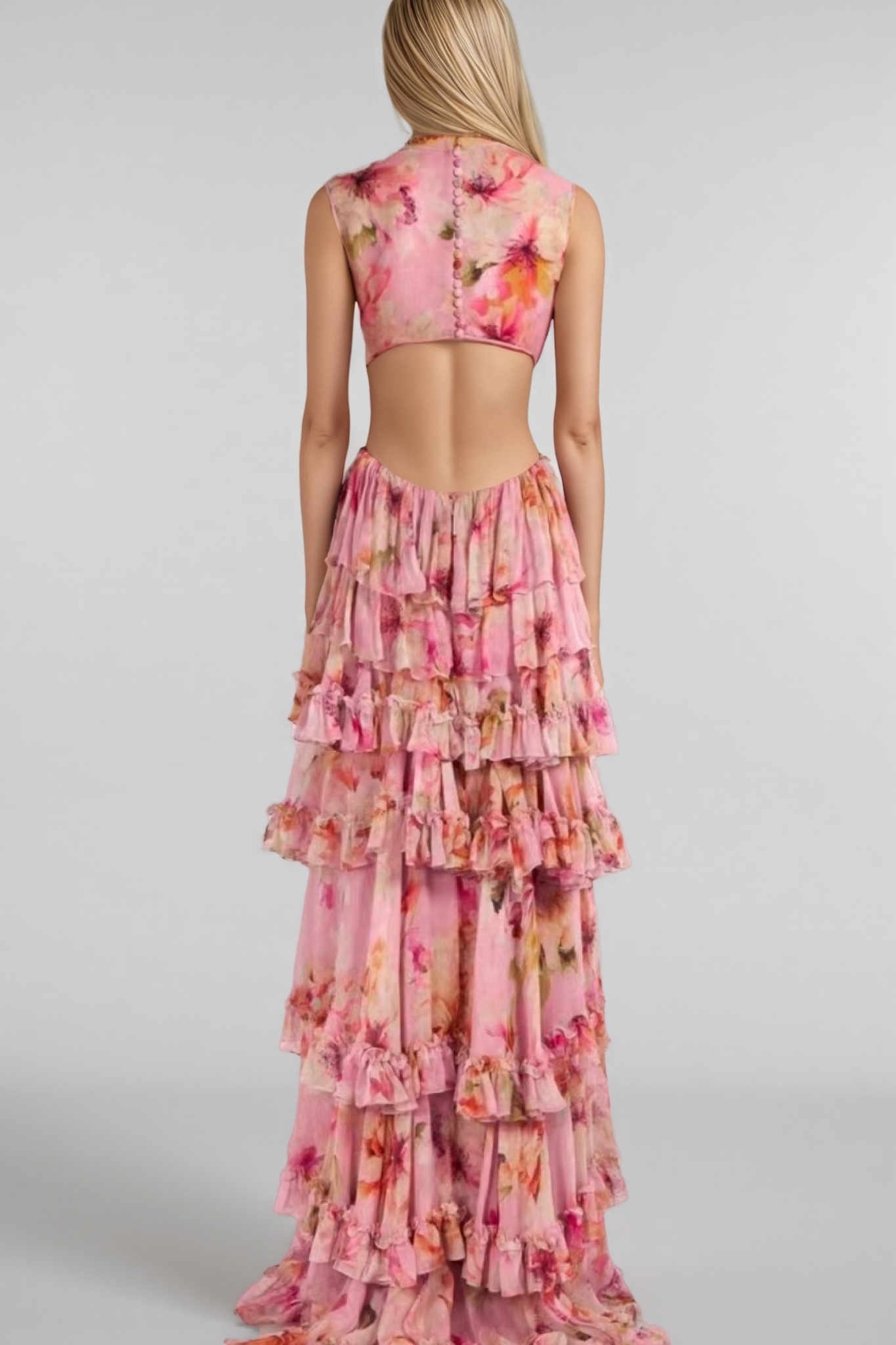 Liora High Waisted Printed Maxi Dress