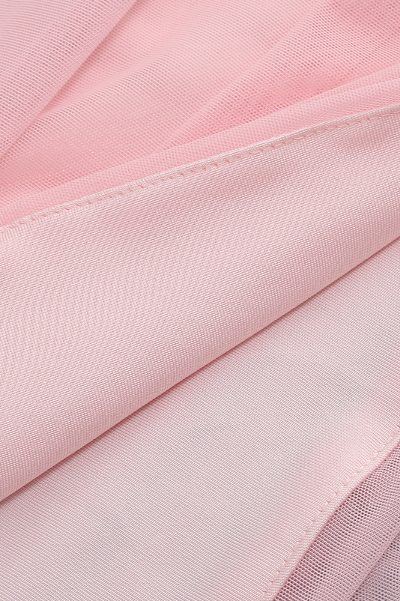 Bradn Pink Mesh Pleated Mini Dress