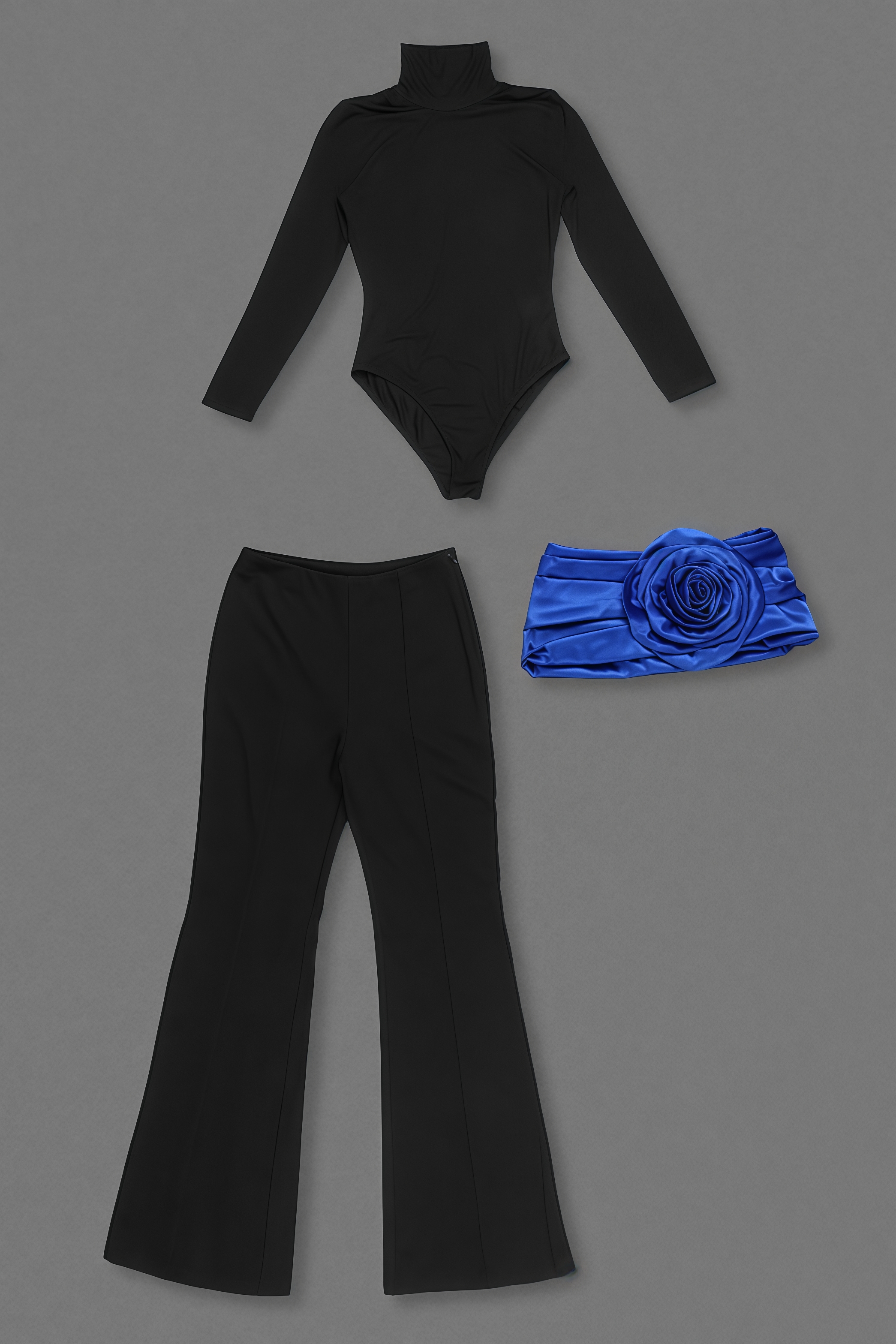 Omiros Black 3D Floral Jumpsuit And Pants Set