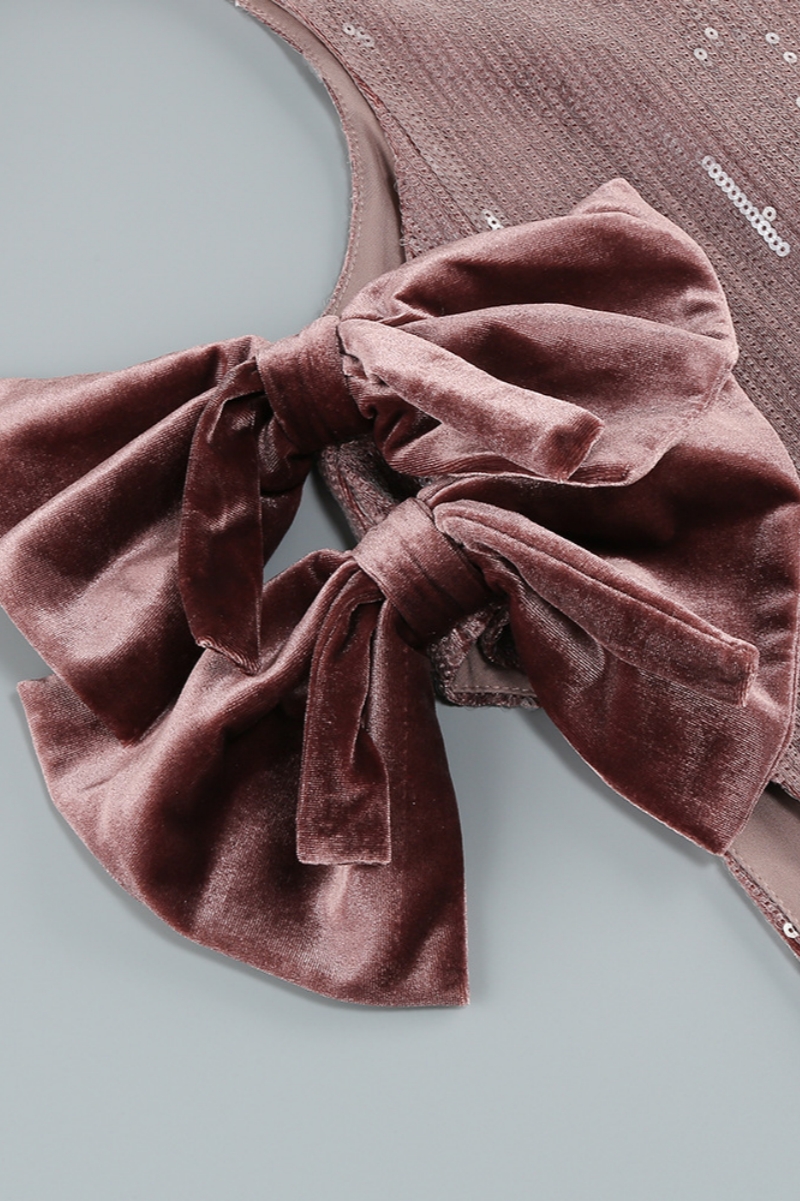 Kendrad Bow Detail Cutout Sequins Maxi Dress