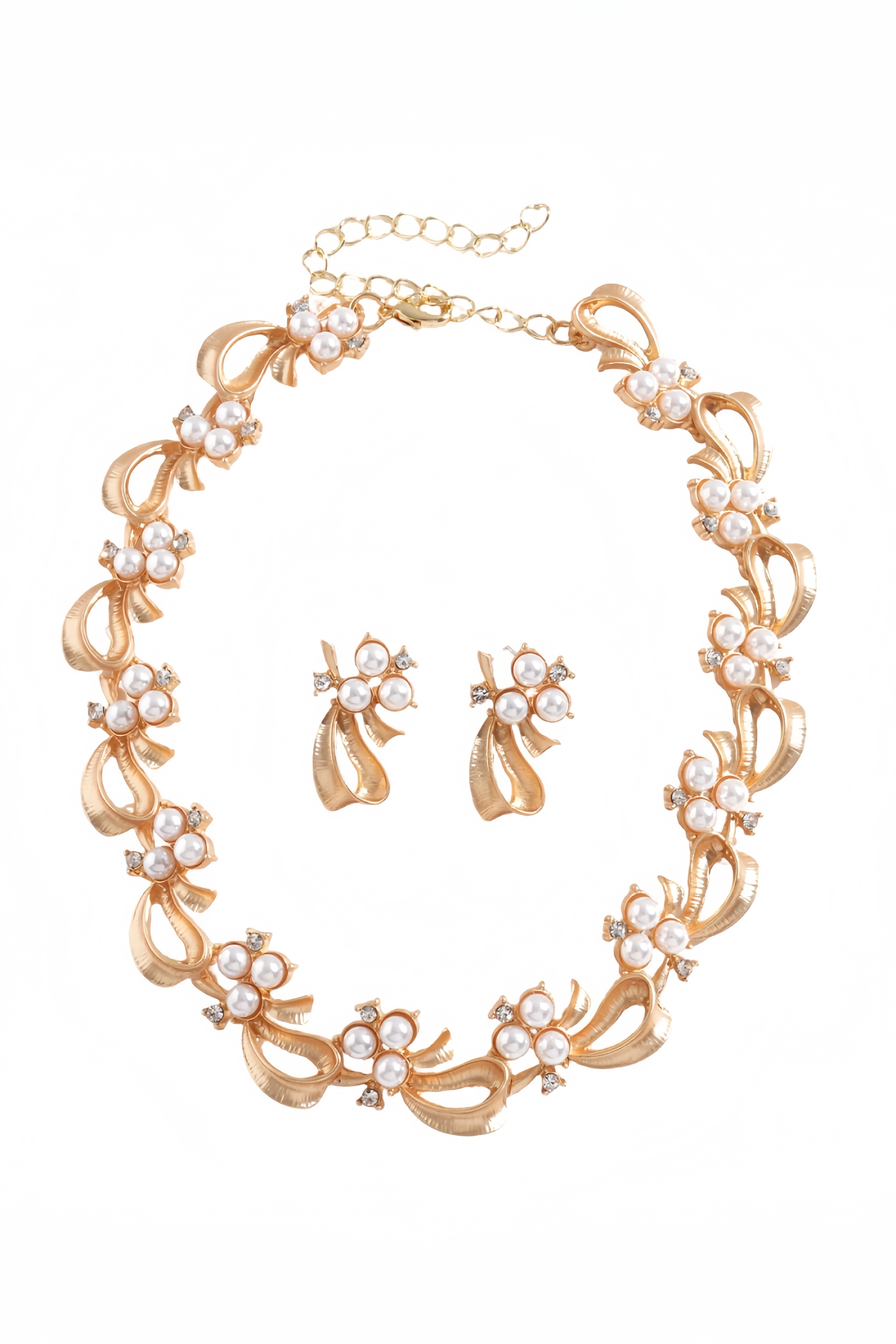 Calceby Pearl Bow Earrings Necklaces