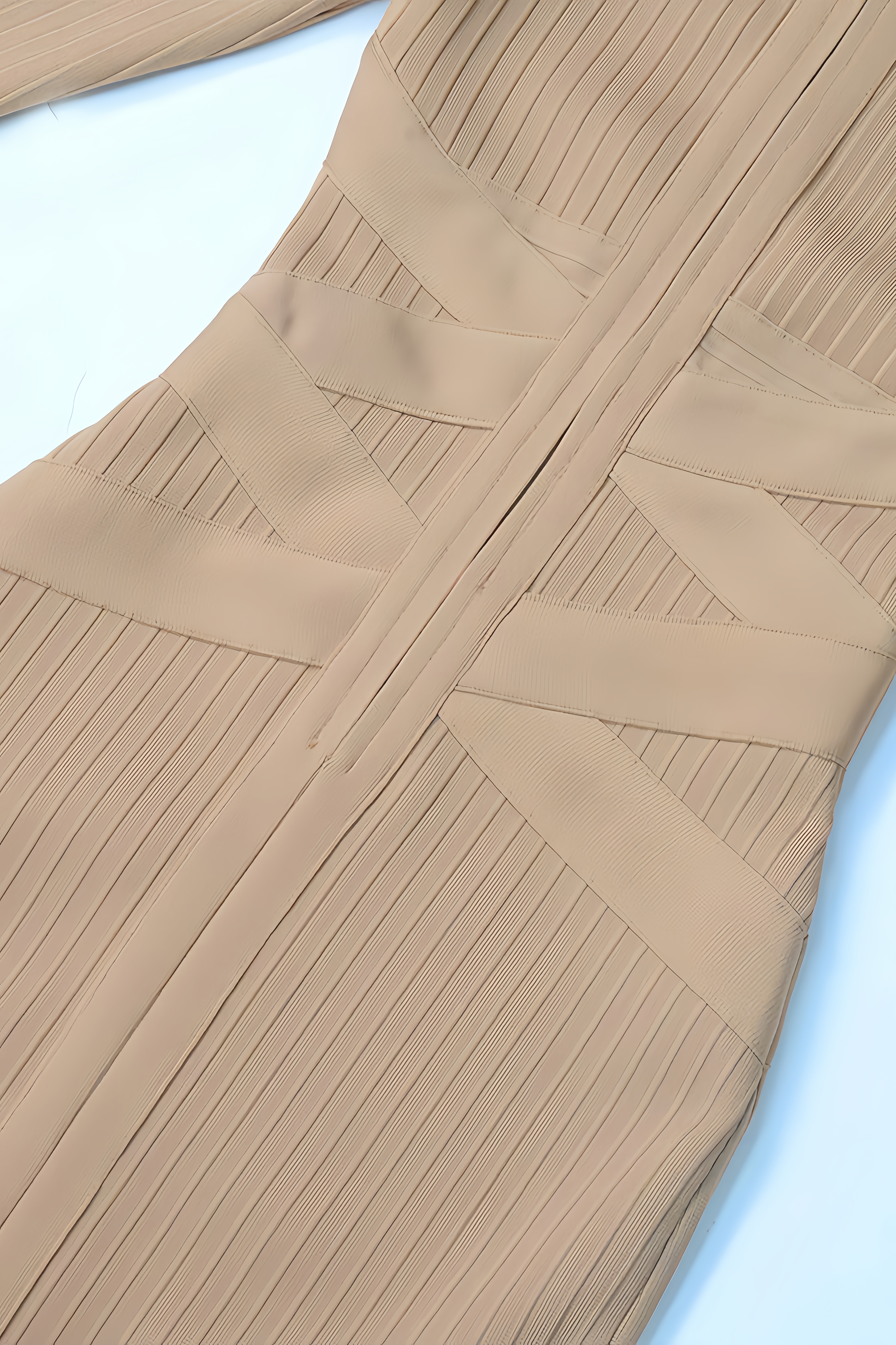 Layra Solid Colour Stand Collar Midi Dress-Brown