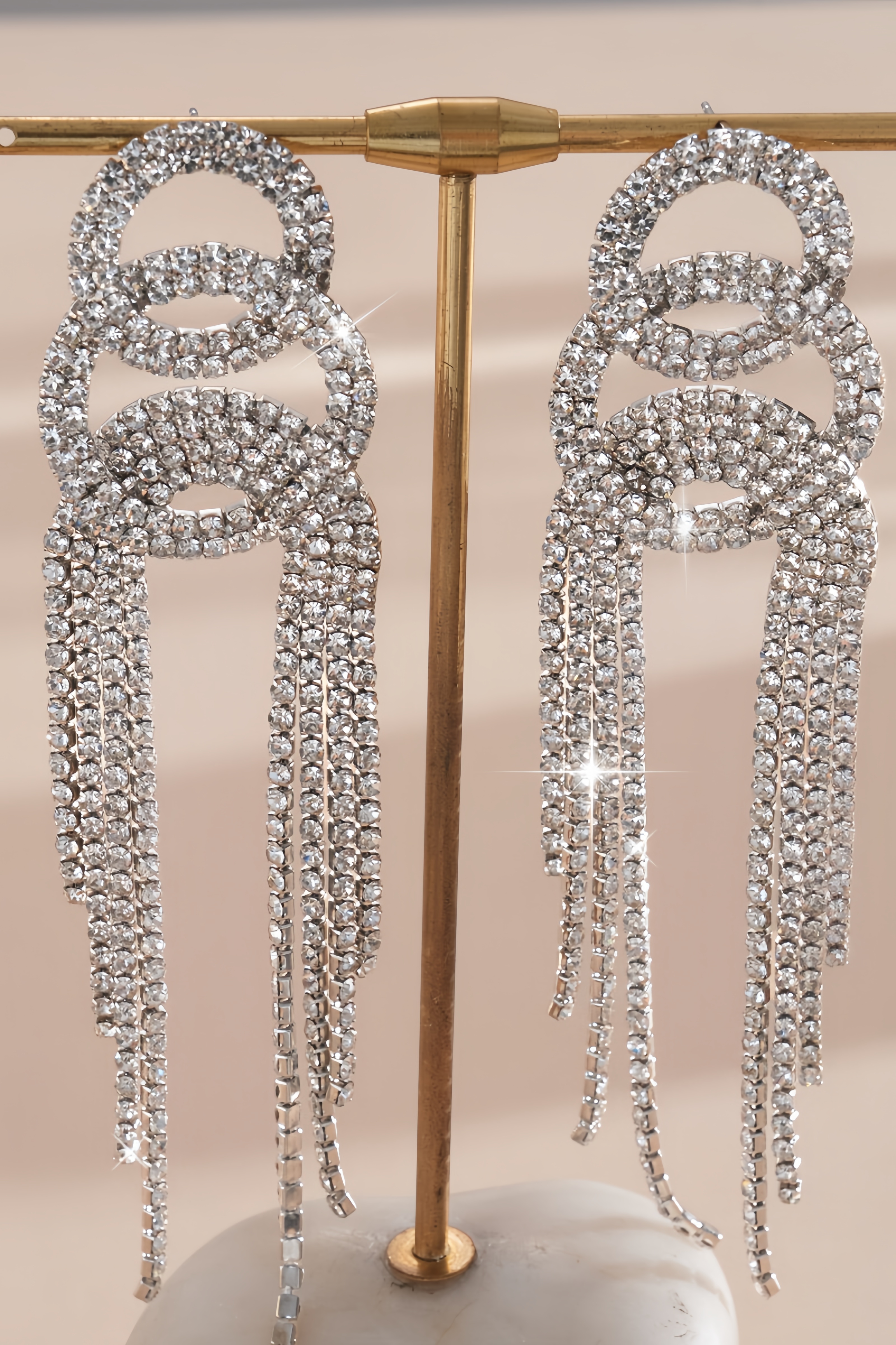 Danty Diamond Studded Round Fringe Earrings