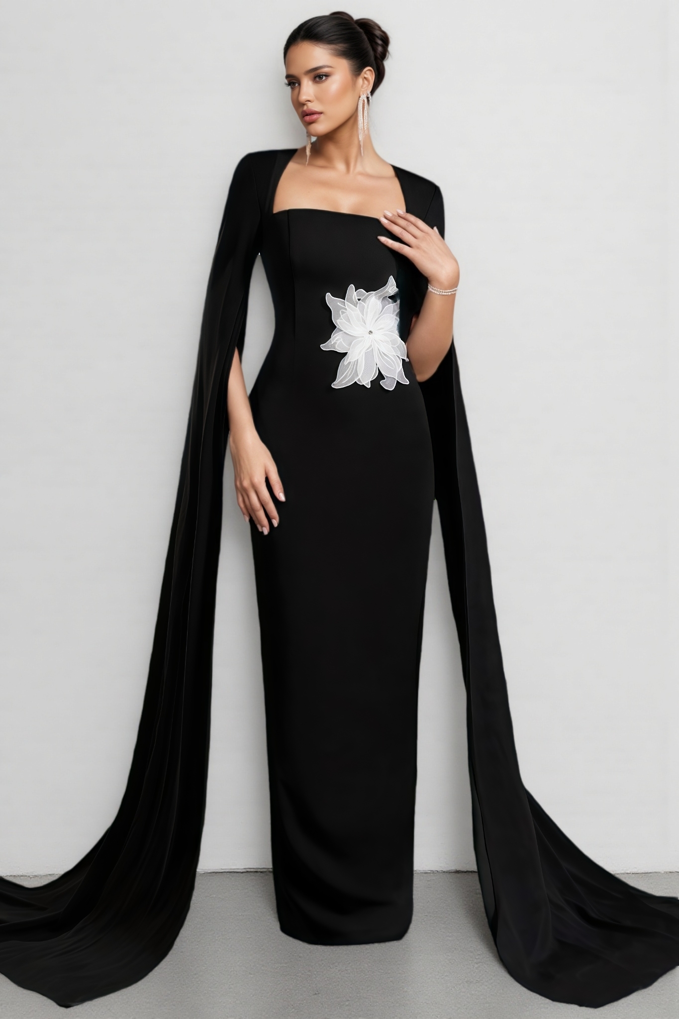 Avery Cape Sleeve Floral Woven Maxi Dress
