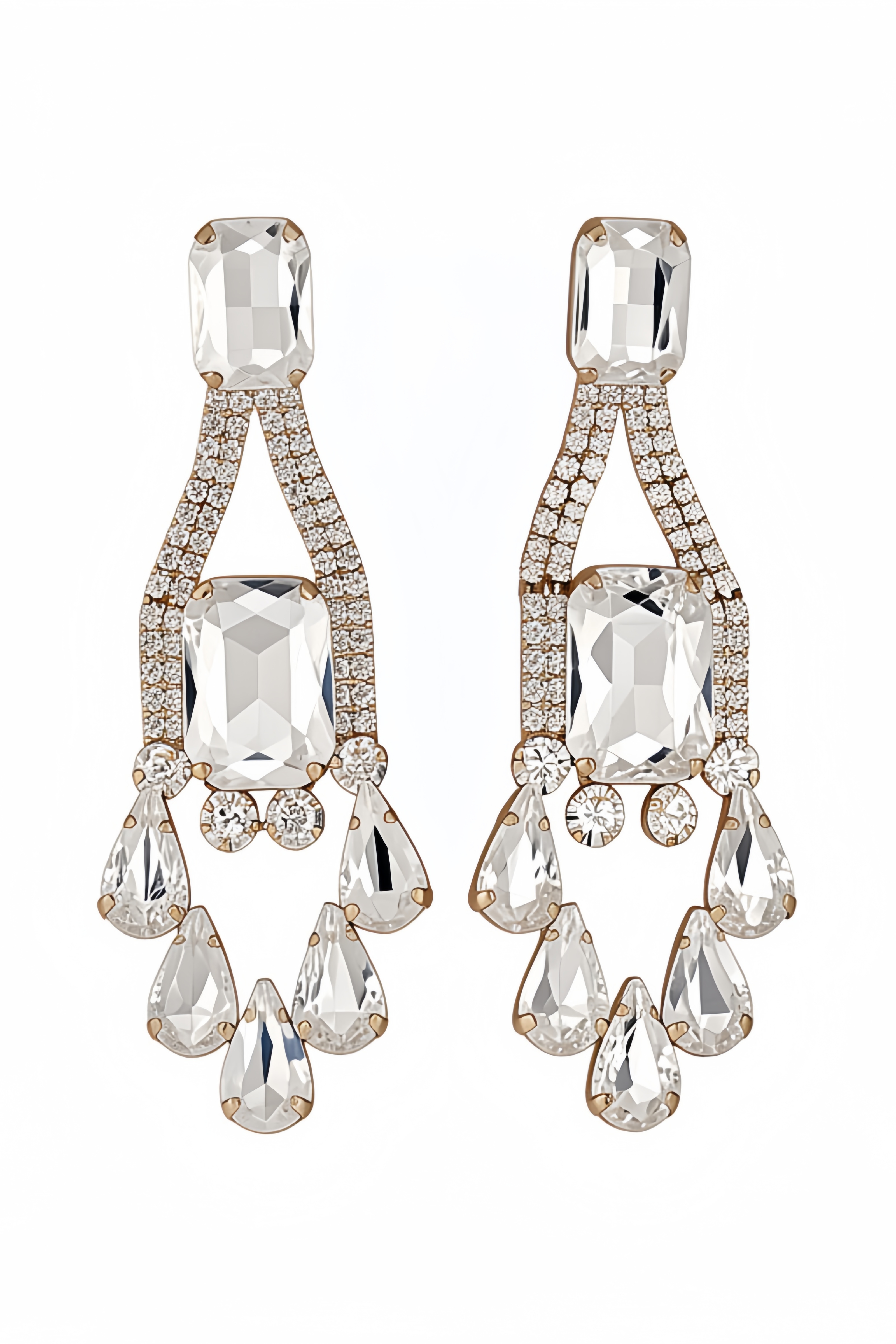 Elizbth Diamond Studded Square Teardrop Earrings