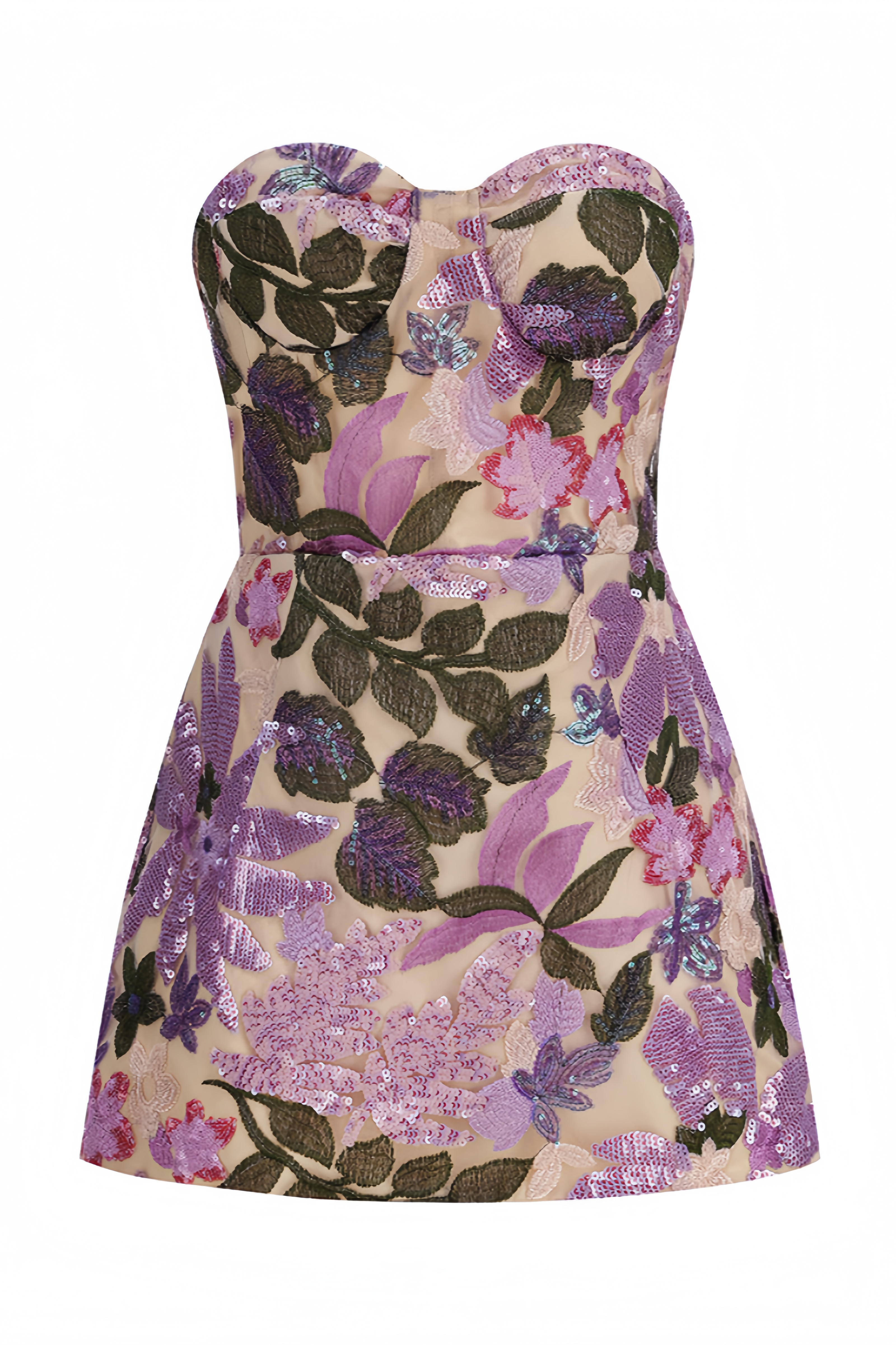 Pyric Purple Strapless Sequin Mini Dress