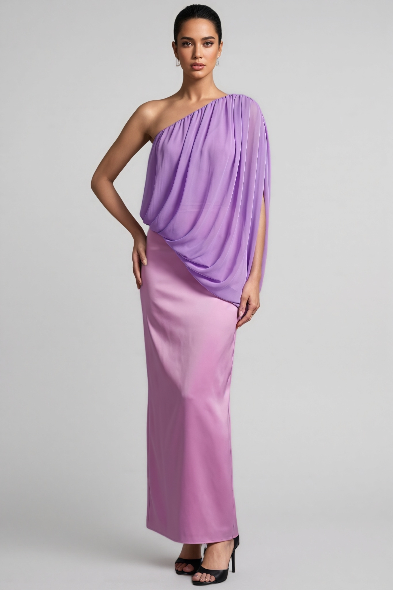 Kiars Purple One Shoulder Maxi Dress