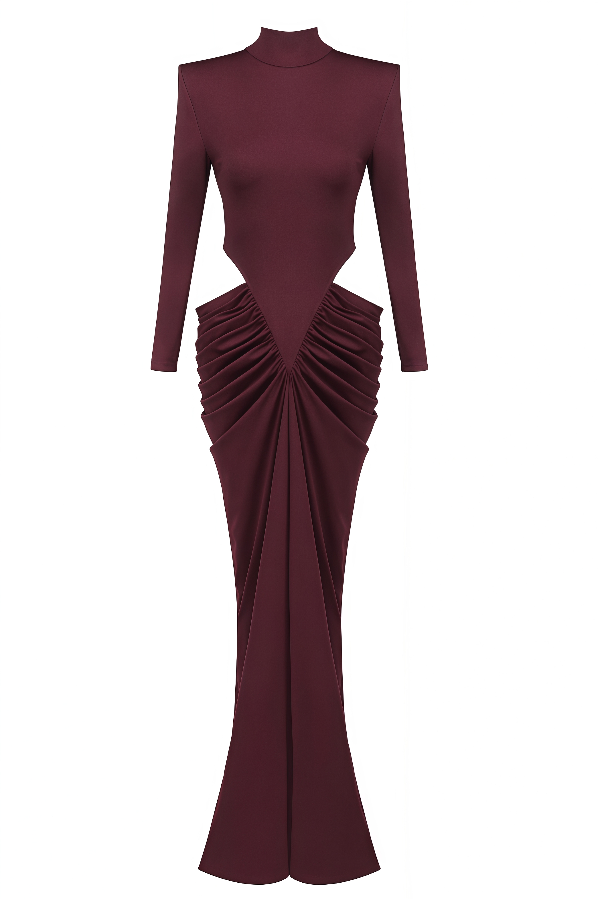 Wrenity Red Pleated Long Sleeve Maxi Dress