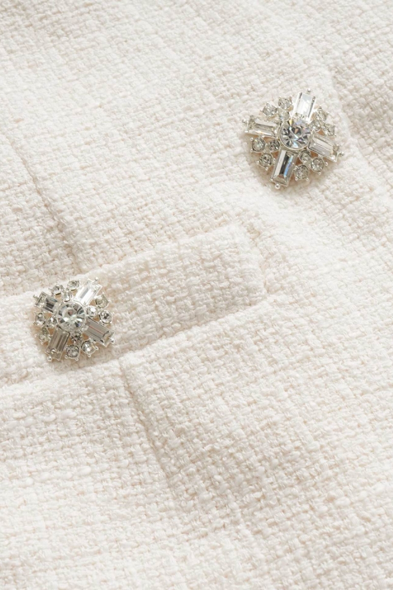 Melisande White Rhinestone Slit Midi Dress Set