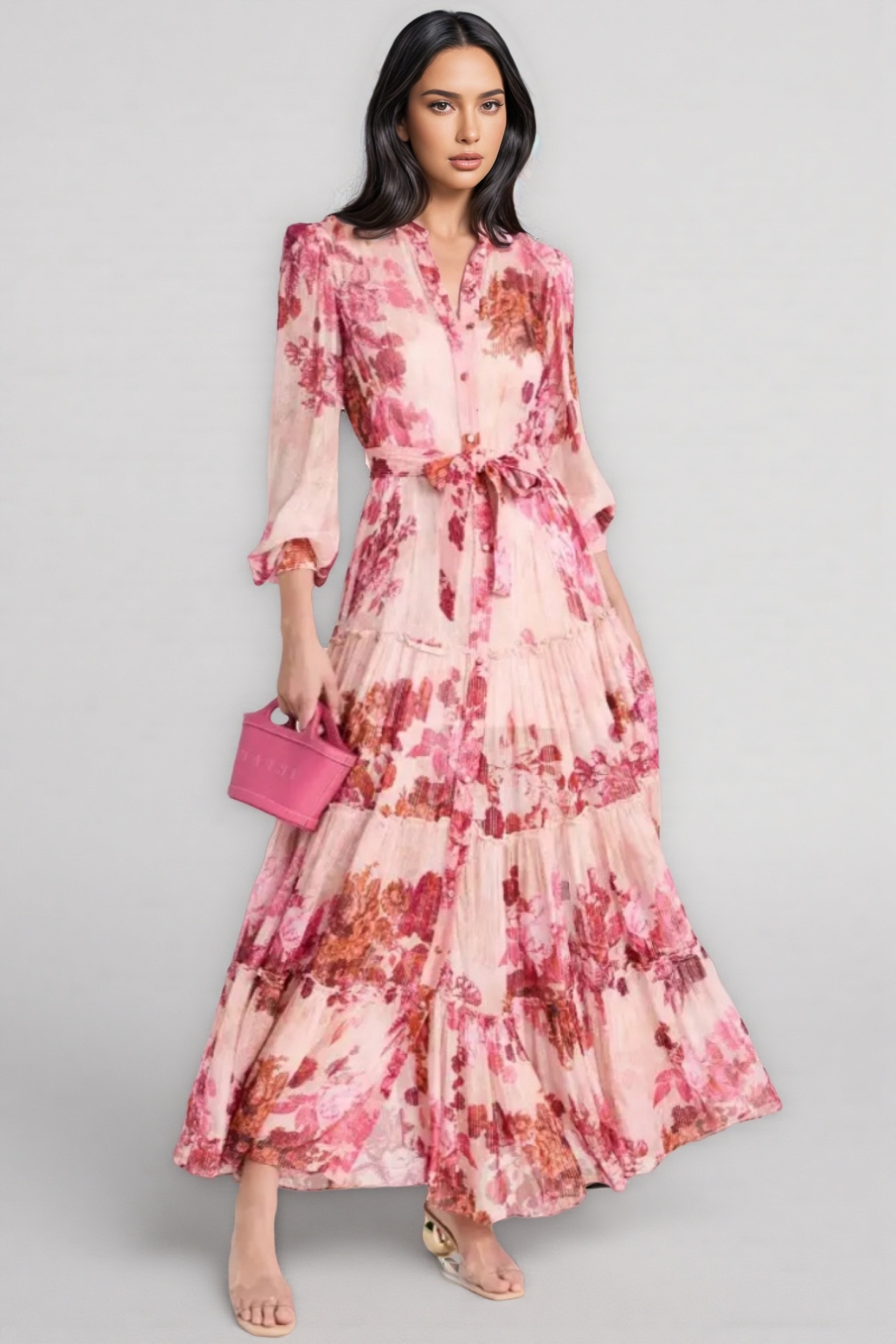 Hermione Floral Mid Sleeve Maxi Dress