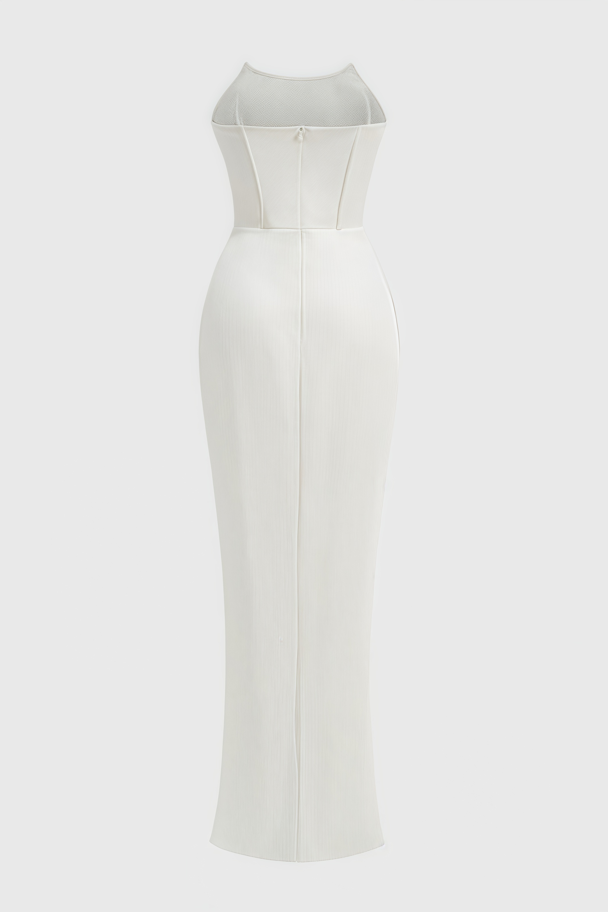 Tovarl White Plunge Fishbone Maxi Dress