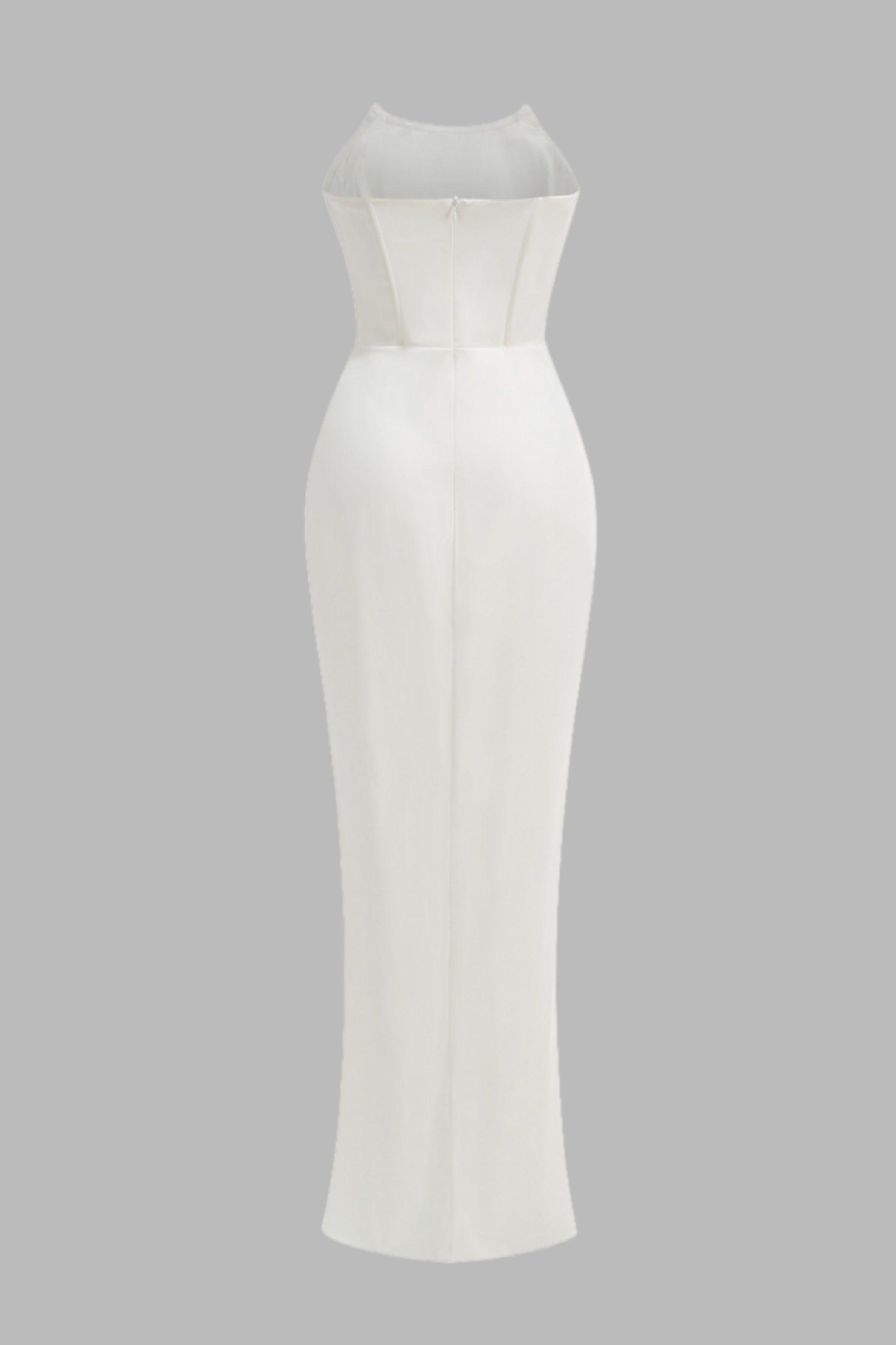 Donna White Strapless Fishbone Maxi Dress