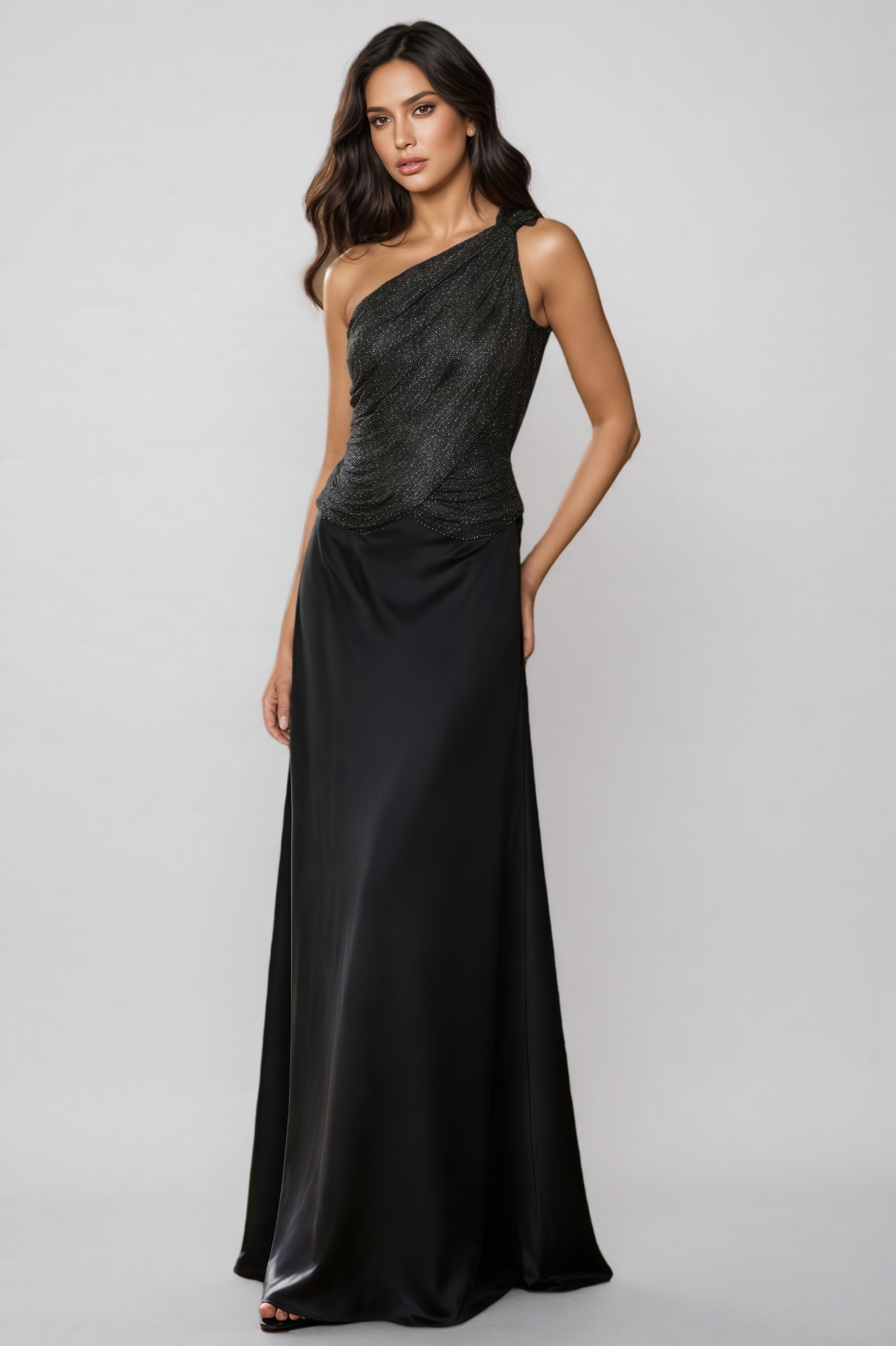 Grane Black One Shoulder Bandage Maxi Dress Set