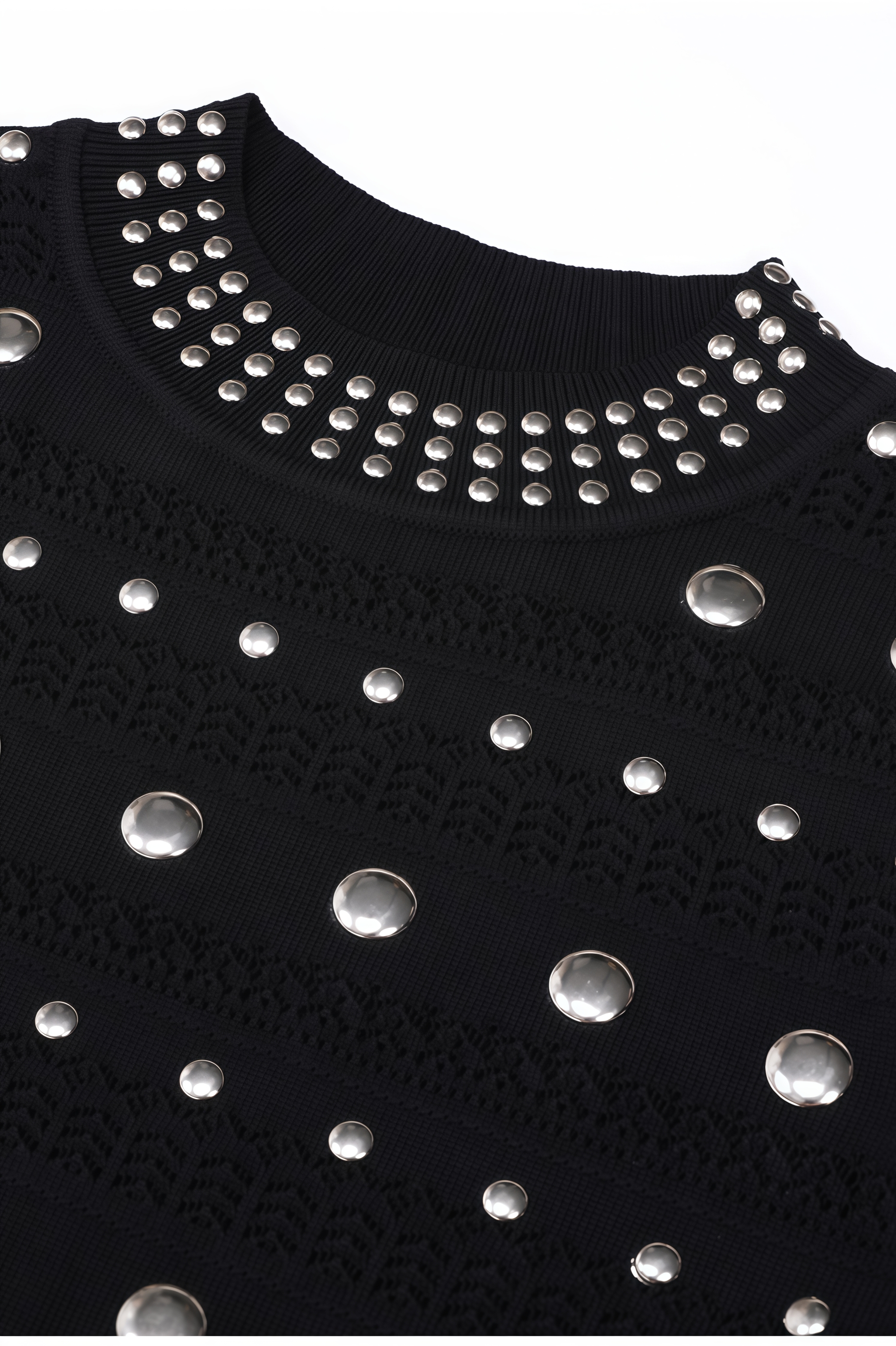 Manon Black Long Sleeve Studded Midi Dress