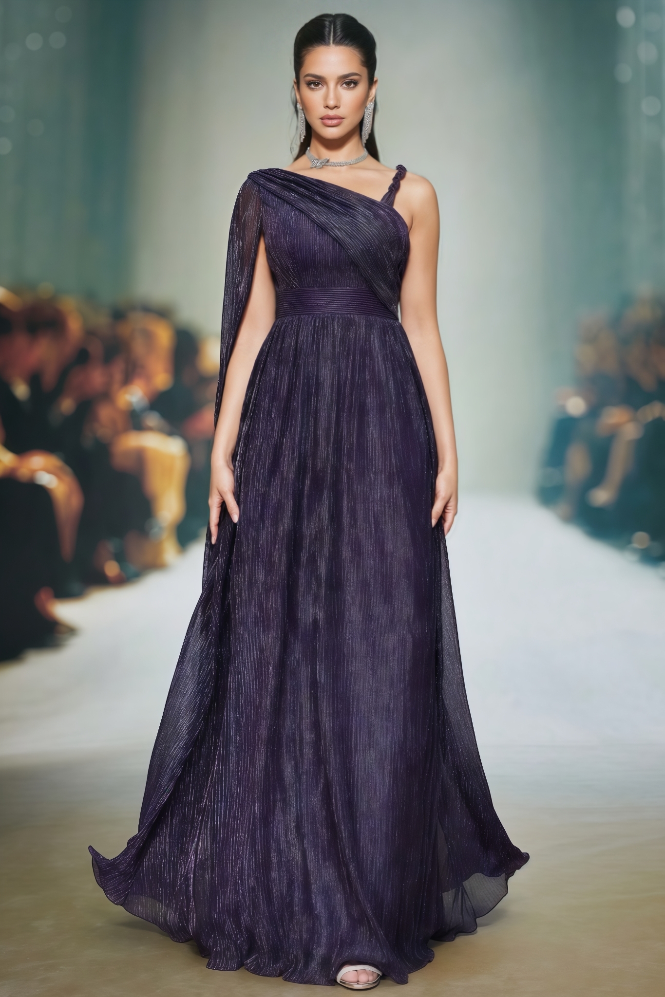 Wylerlt Purple One Shoulder Maxi Dress