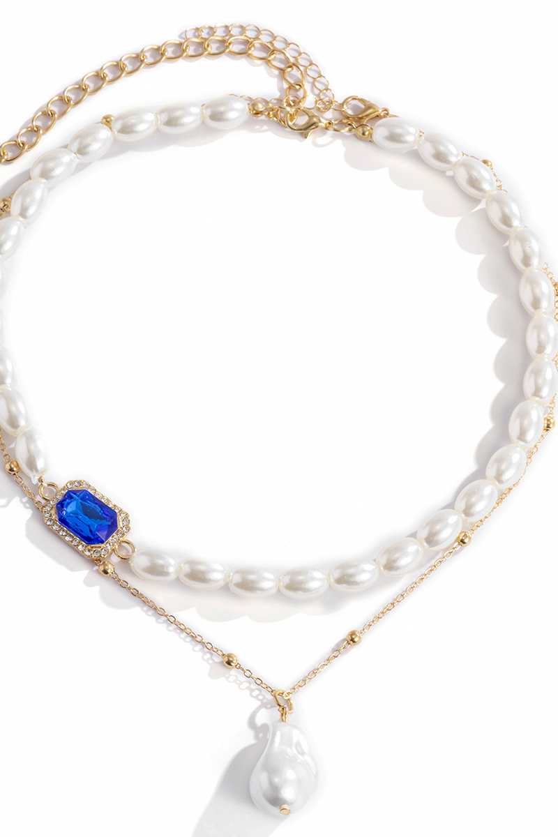 Mona Imitation Pearl Gemstone Necklace