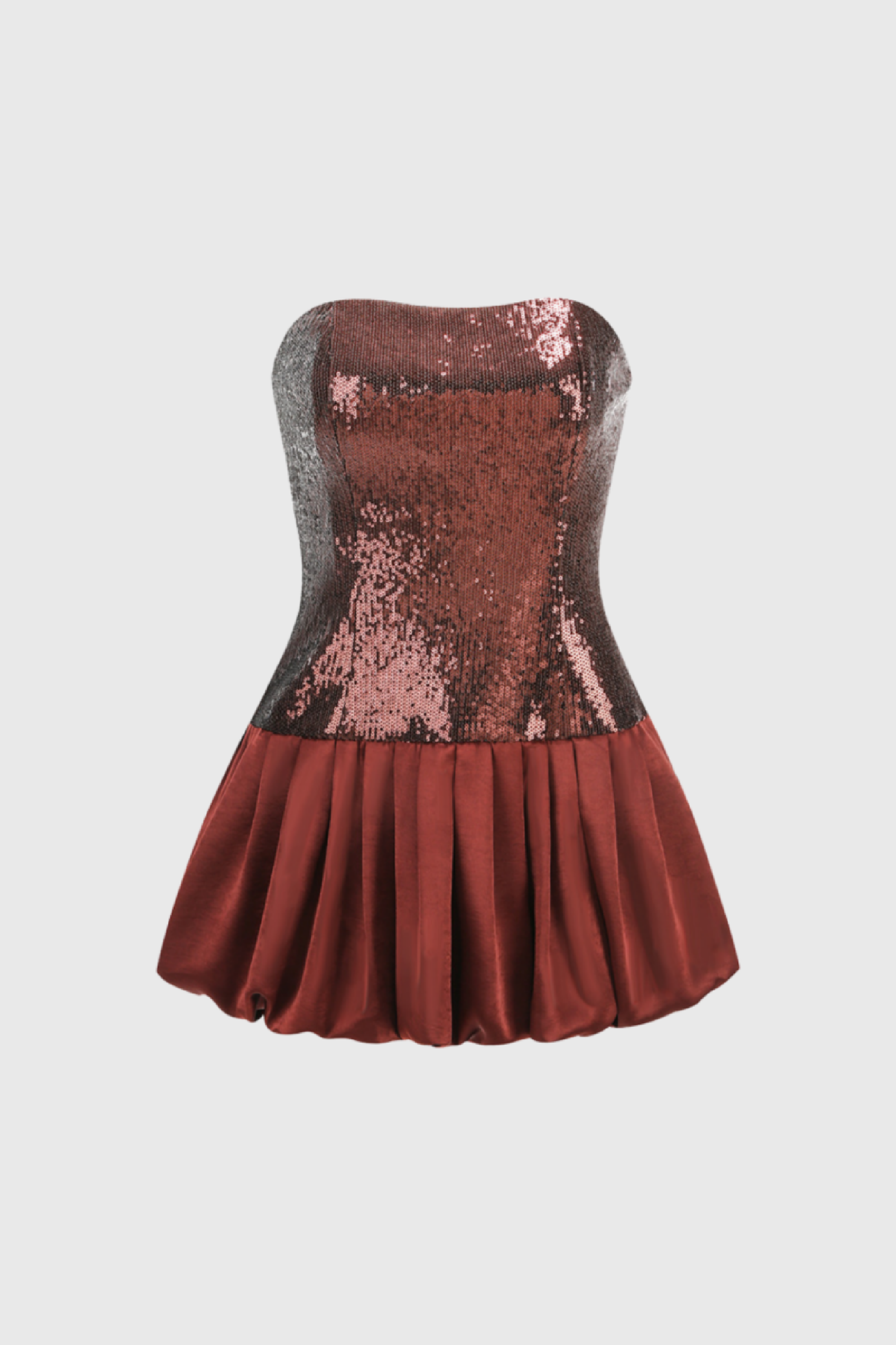 Orianthe Brown Strapless Sequinned Mini Dress