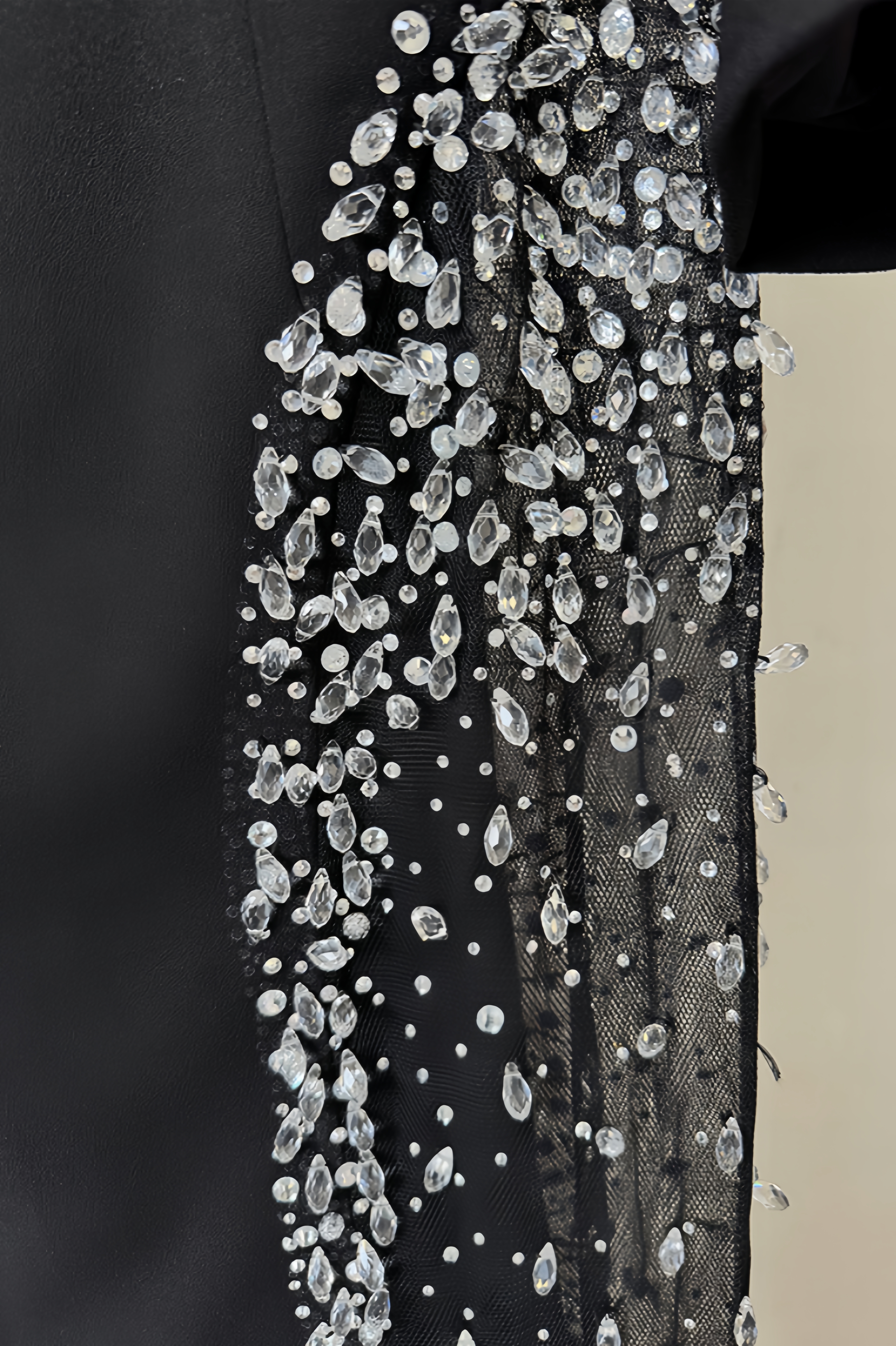 Tris Black Diamond Studded Mash Maxi Dress