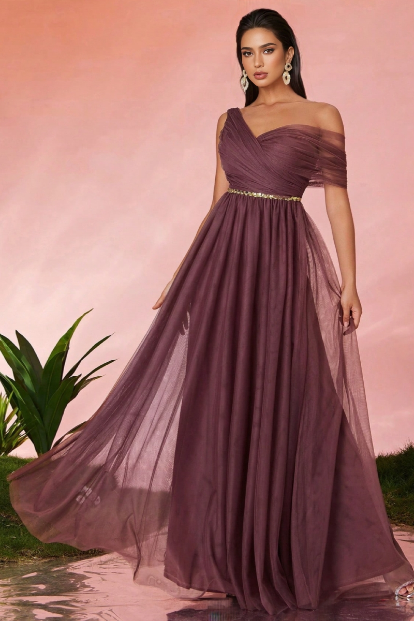 Linus Strapless Mesh Maxi Dress