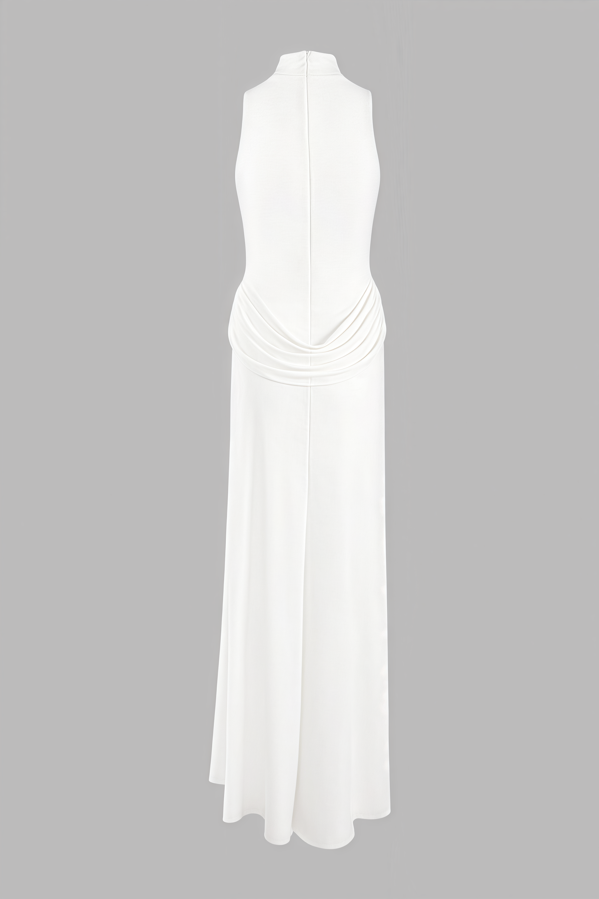 Jacinda White Backless Pleated Slit Maxi Dress