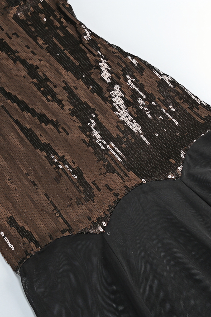 Mayads High Neck Sequin Mesh Maxi Dress