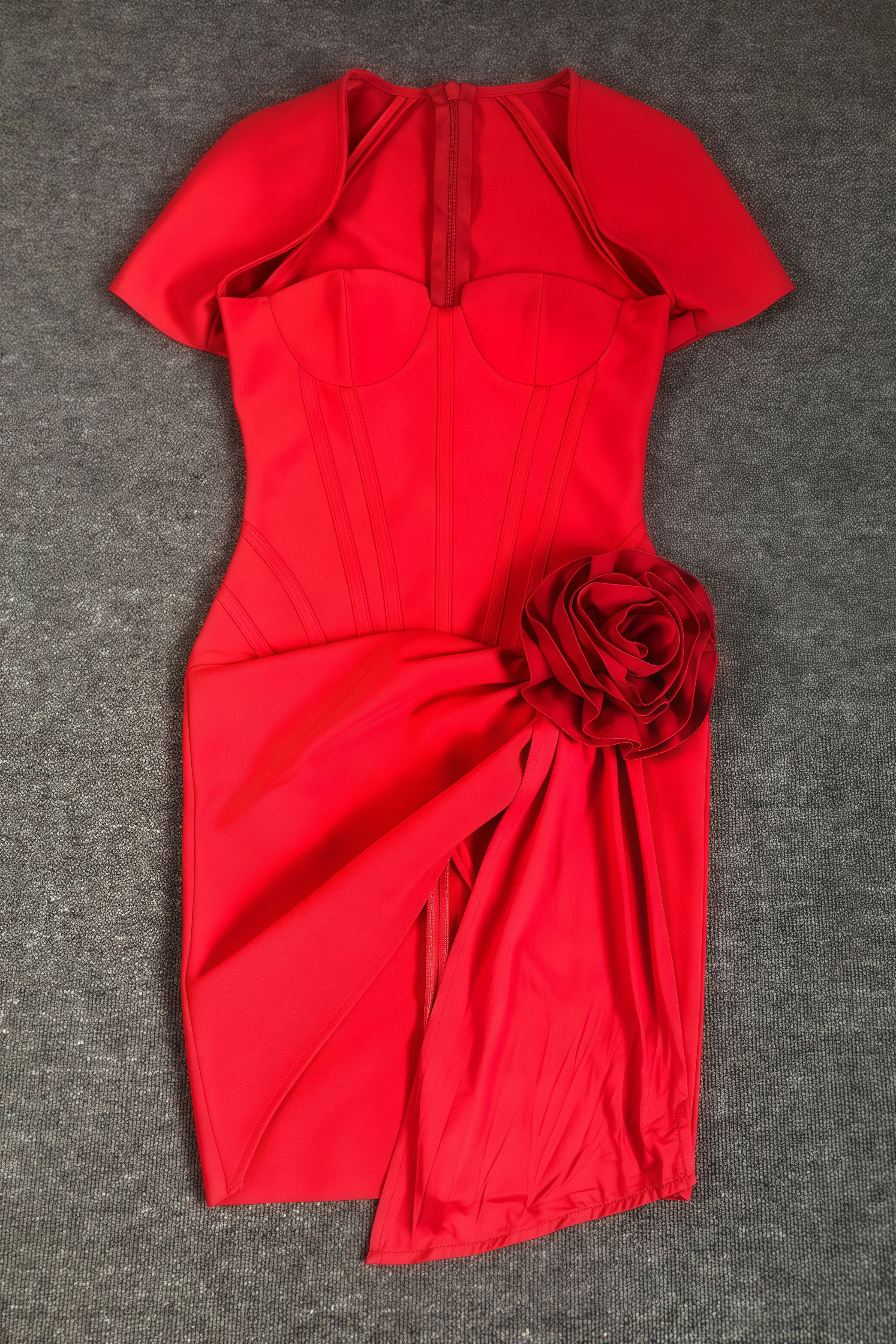 Lisae Red 3D Floral Mini Dress