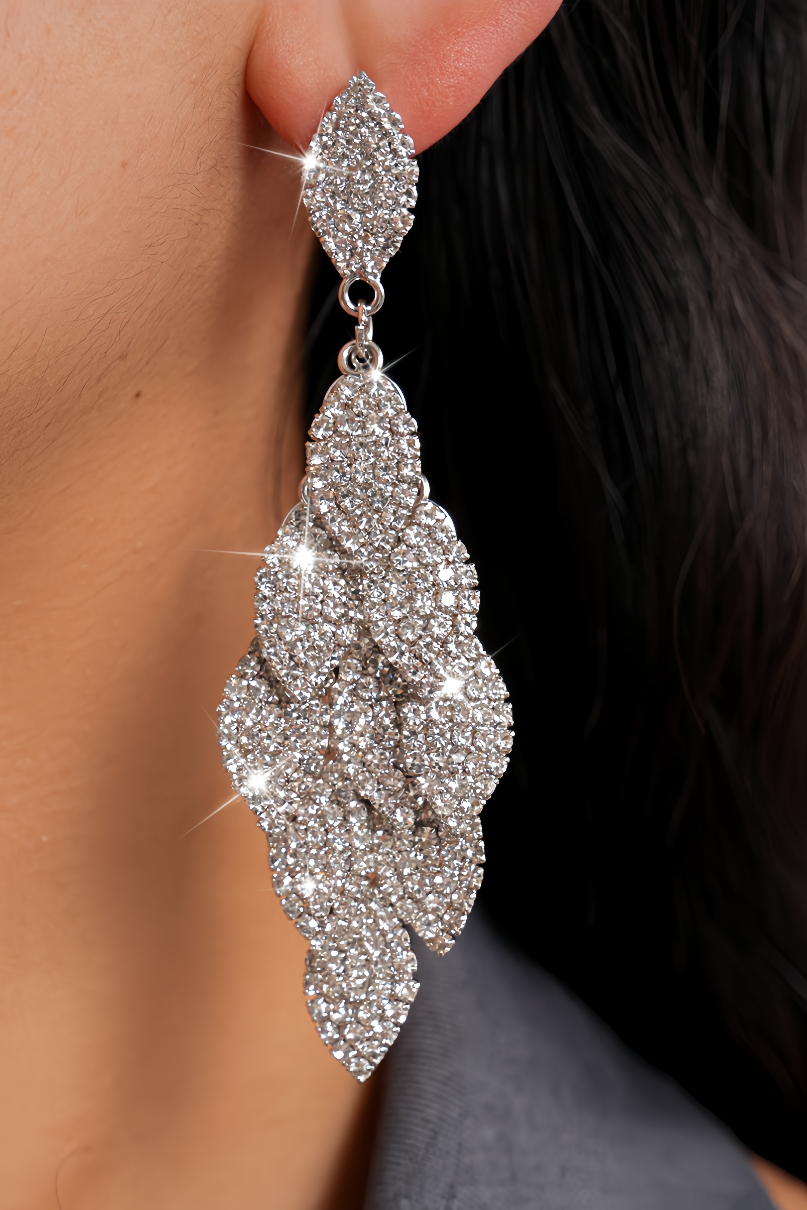Abigrl Diamond Studded Leaf Earrings