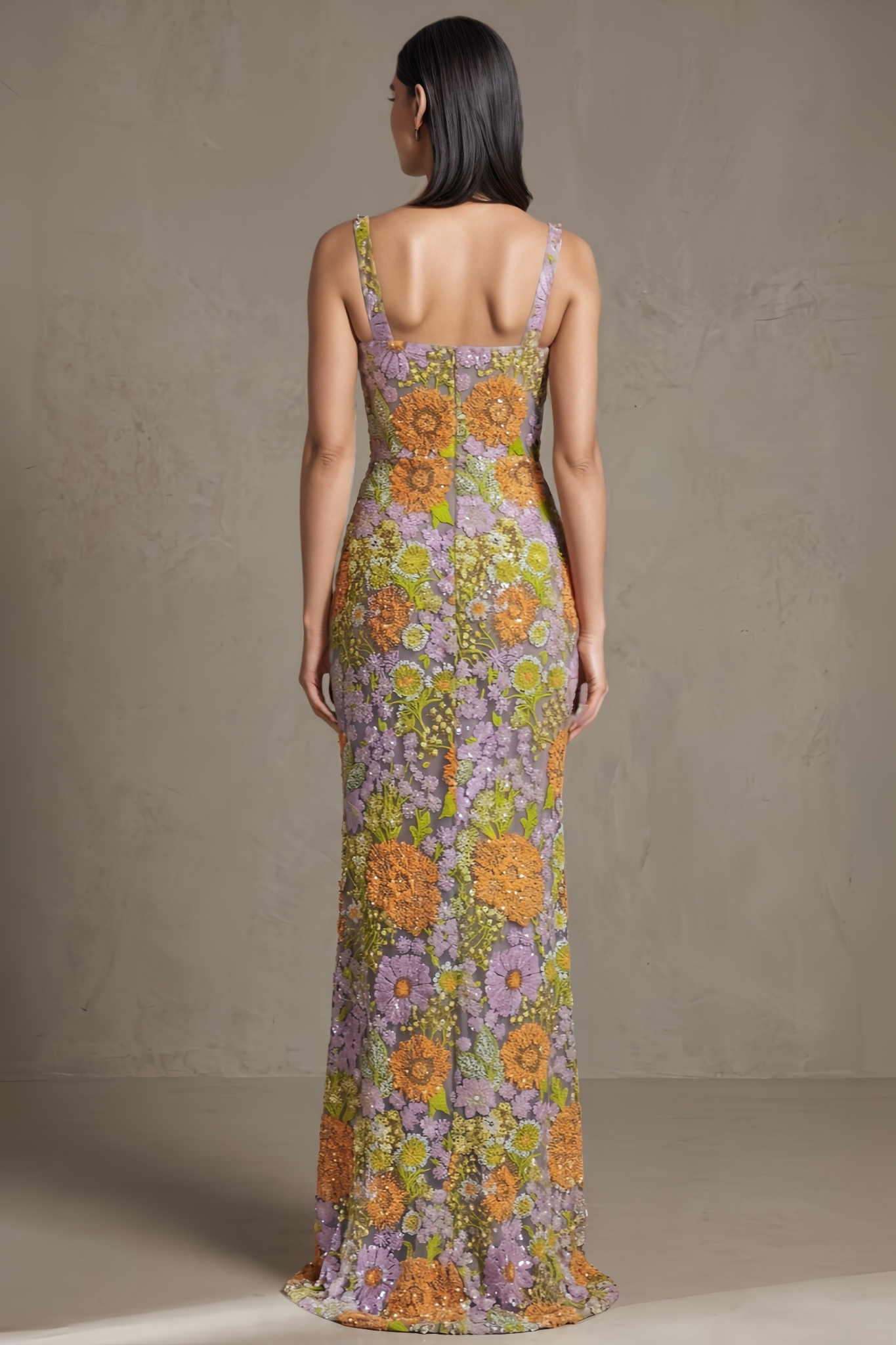 Eamery Sleeveless Floral Sequin Maxi Dress