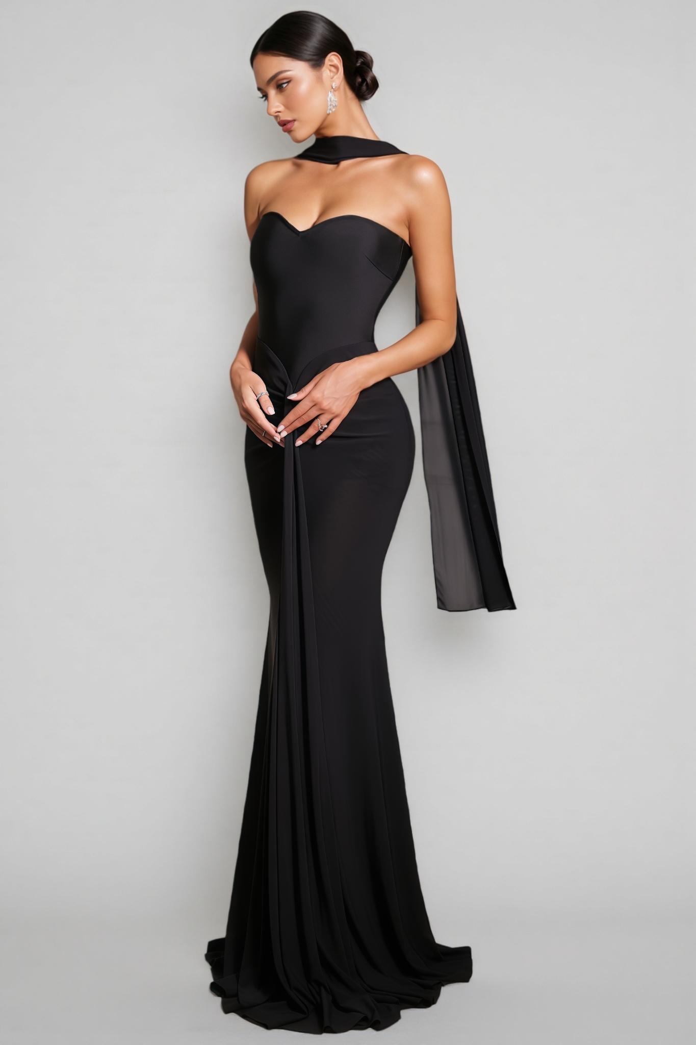 Balius Bandage Mesh Fishtail Maxi Dress