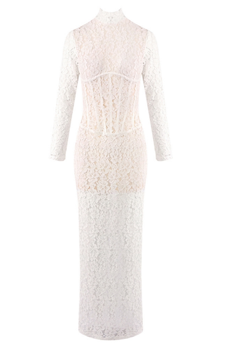 Davina White Lace Floral Maxi Dress