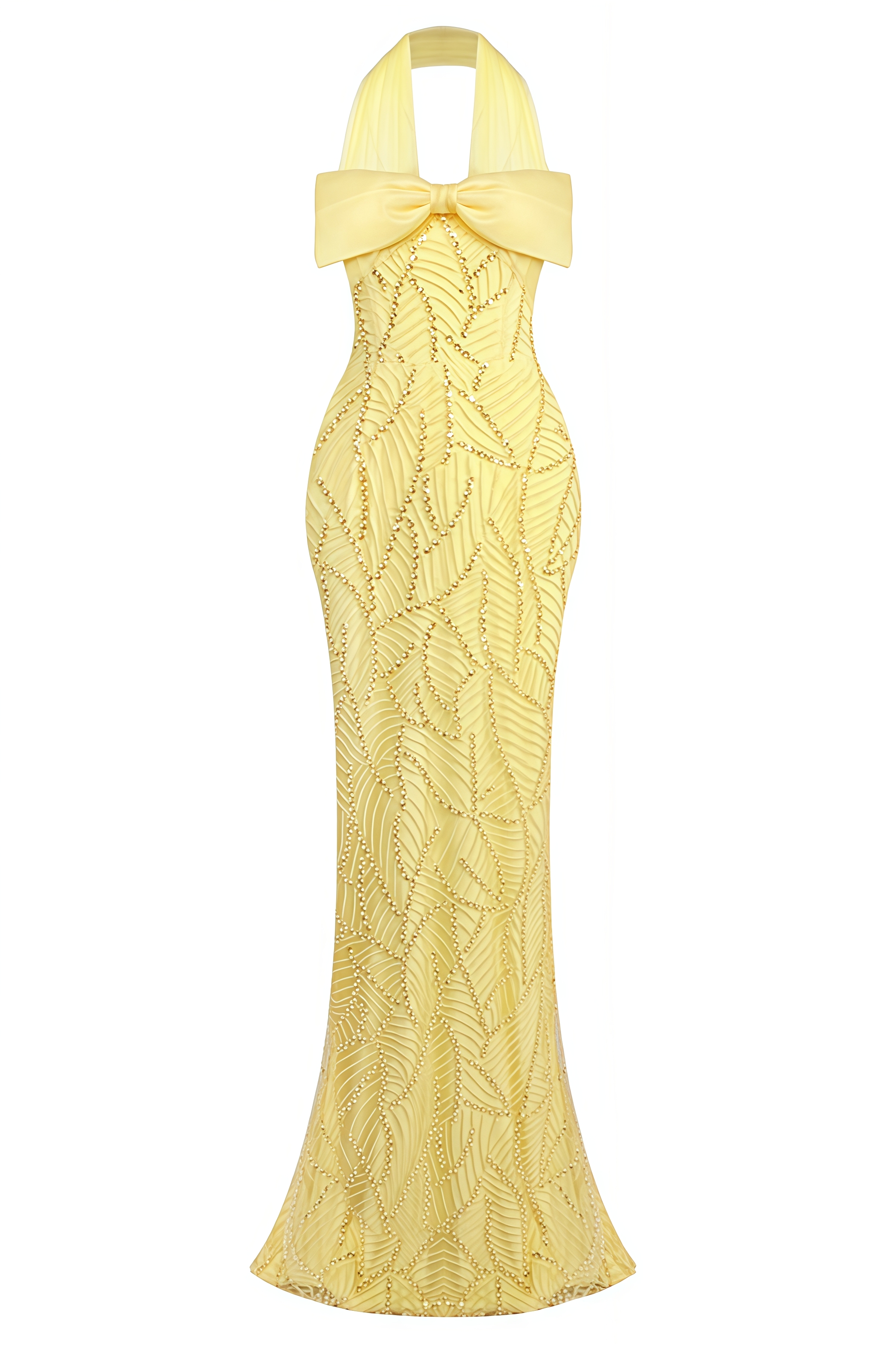 Islay Yellow Sleeveless Bow Maxi Dress