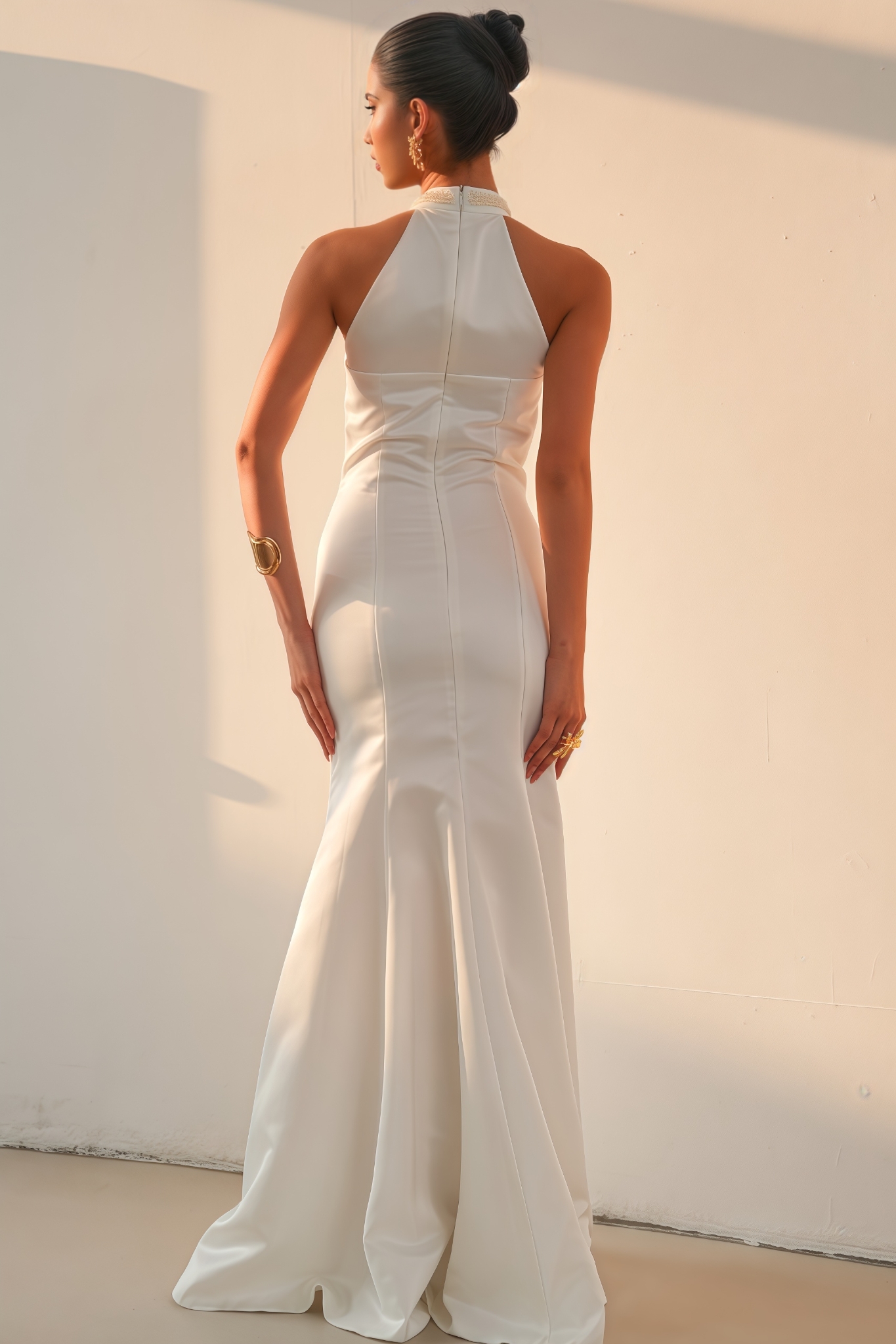 Binlk Beaded Round Neck Sleeveless Maxi Dress