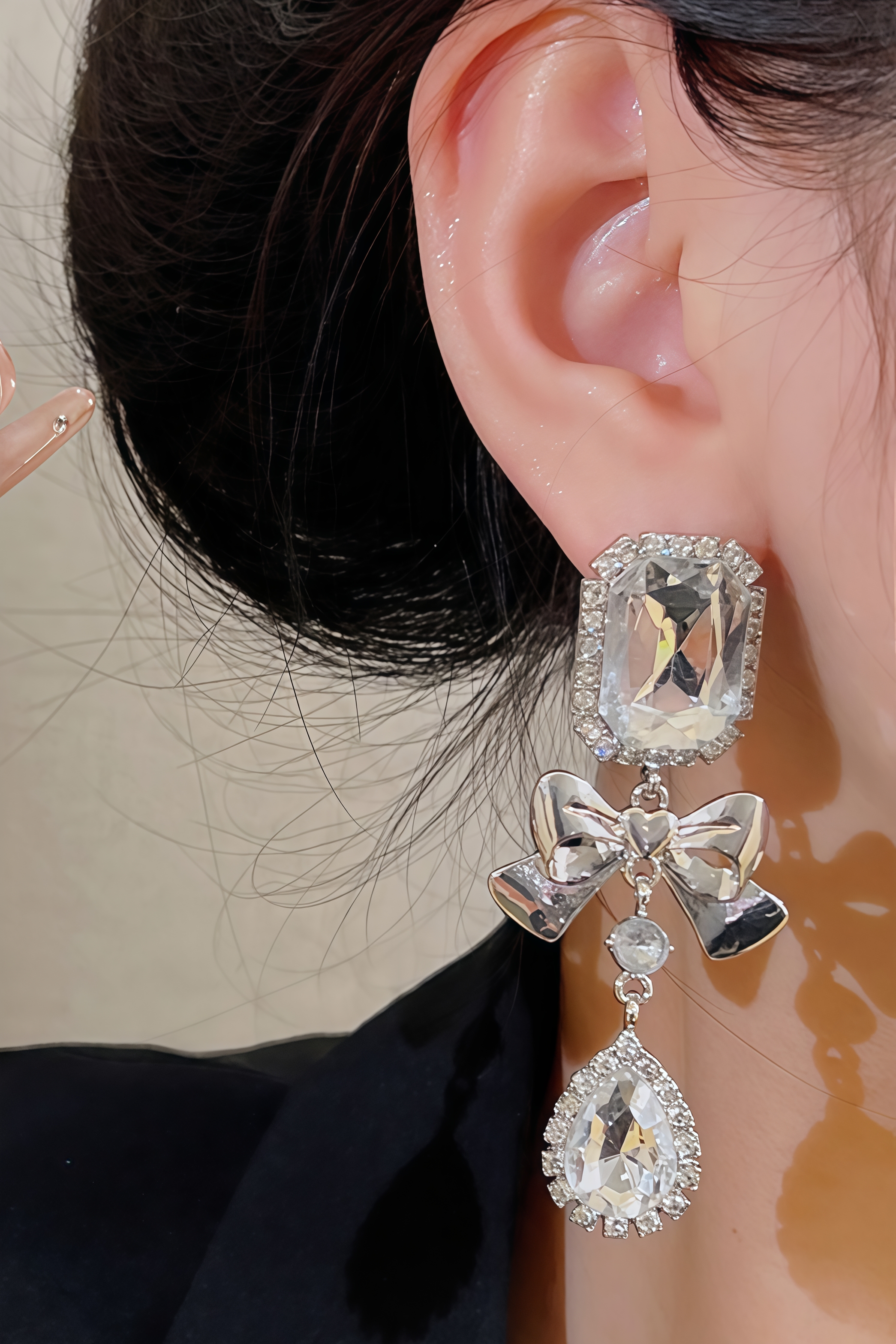 Anselr Bow Water Drop Earrings