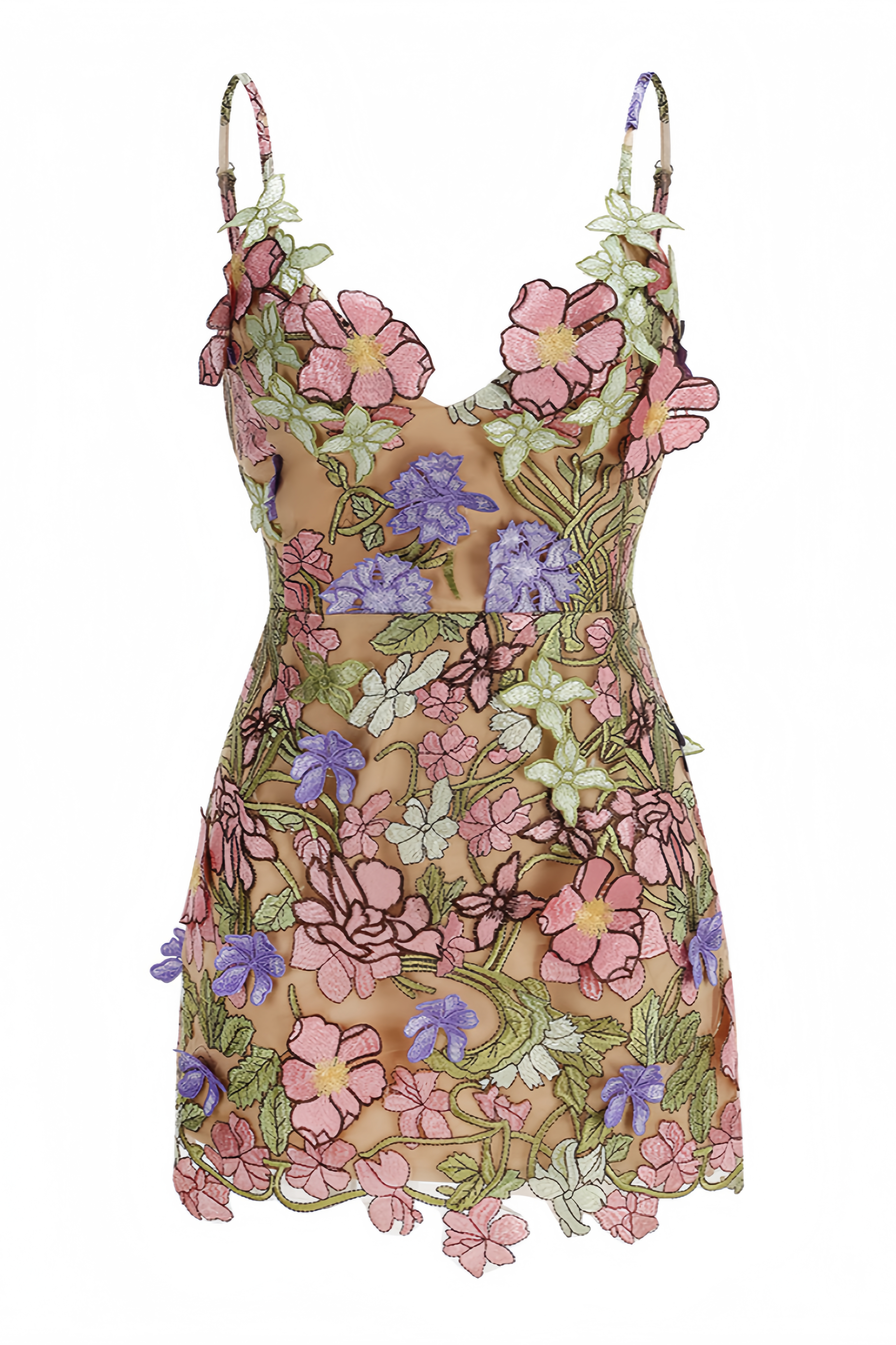 Daryl Halter Embroidered Mini Dress