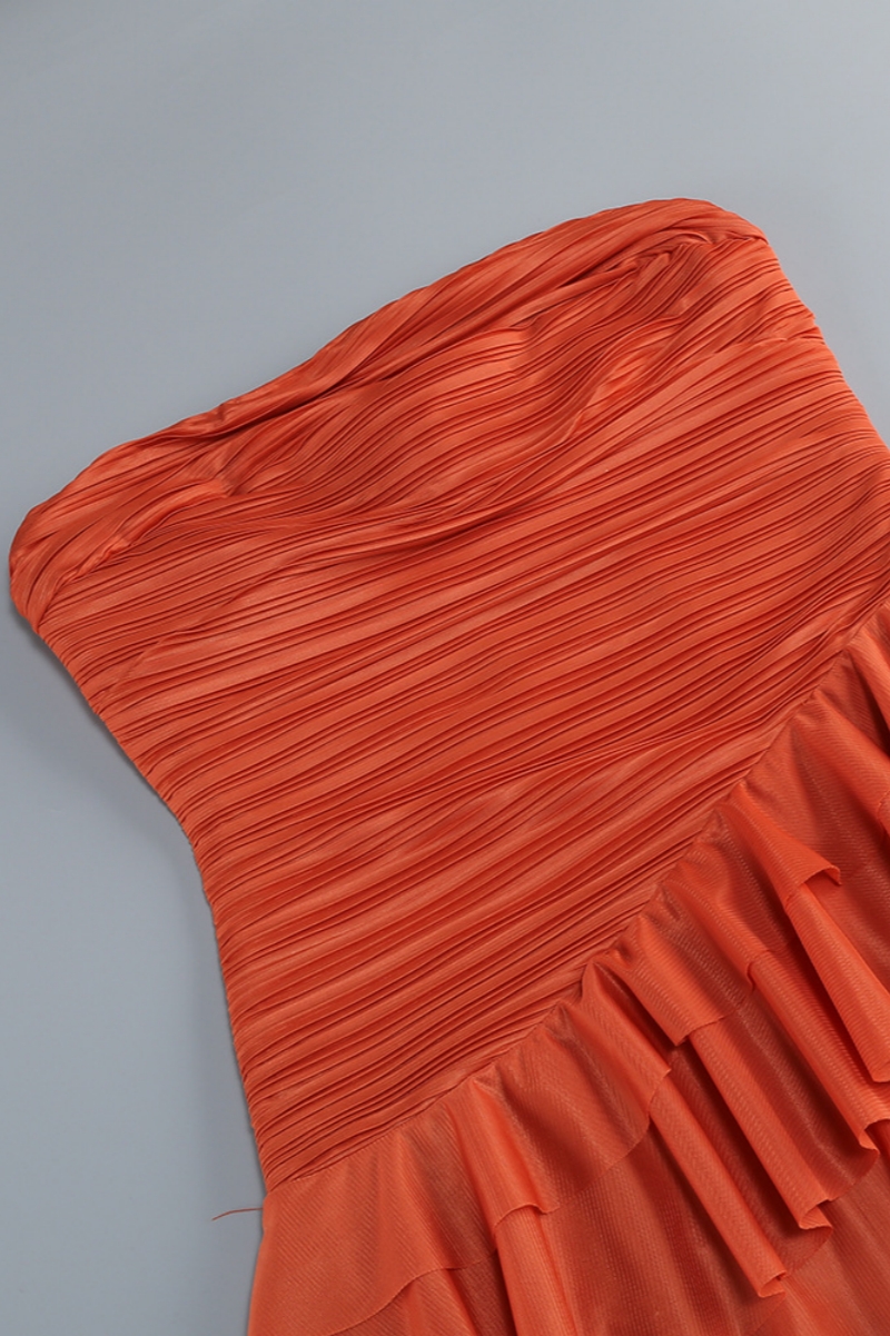 Atitcuse Orange Strapless Maxi Dress